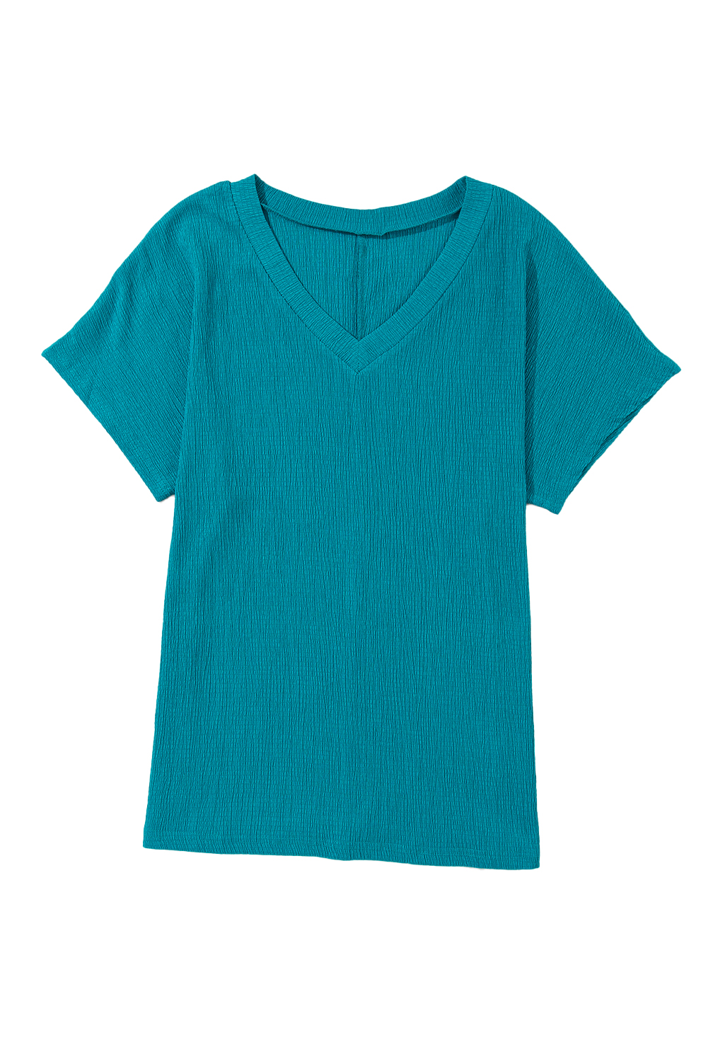 Bright Pink Crinkled V Neck Wide Sleeve T-shirt - loveforevers
