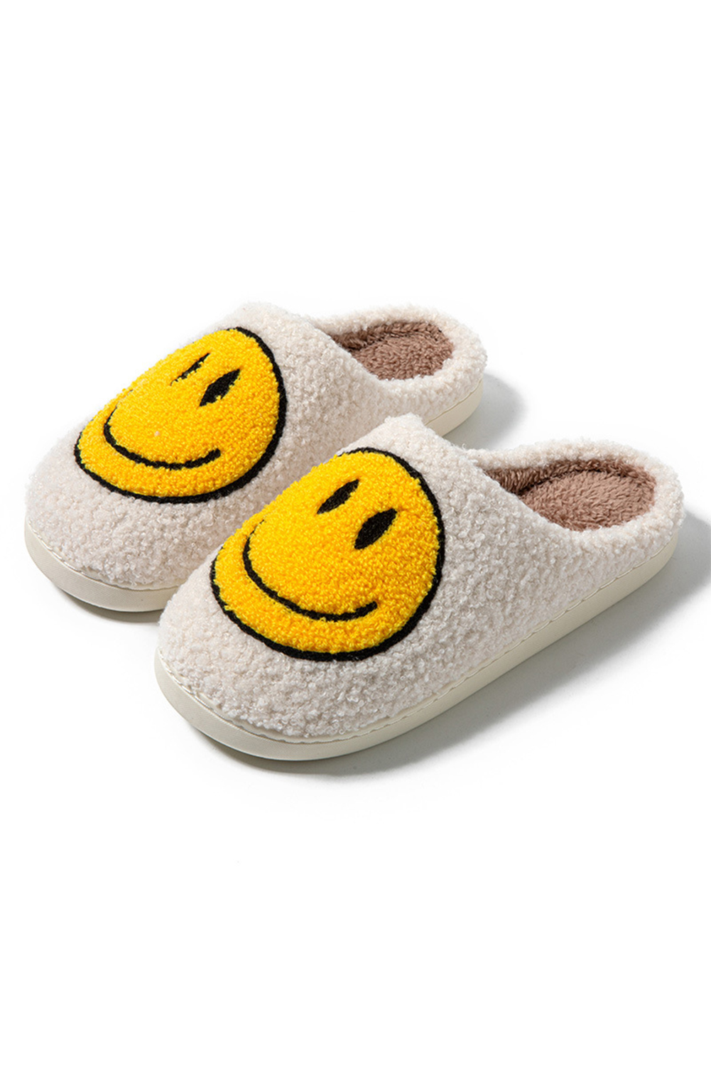 Pink Smile Face Print Non-slip Plush Slippers - loveforevers
