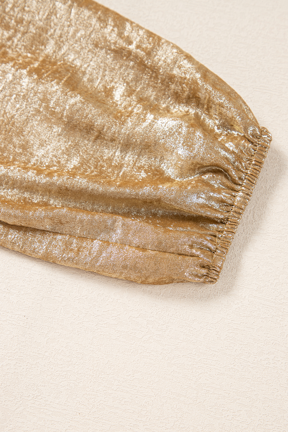 Gold Bow Tie Front Puff 3/4 Sleeve Ruffle Hem Blouse - loveforevers