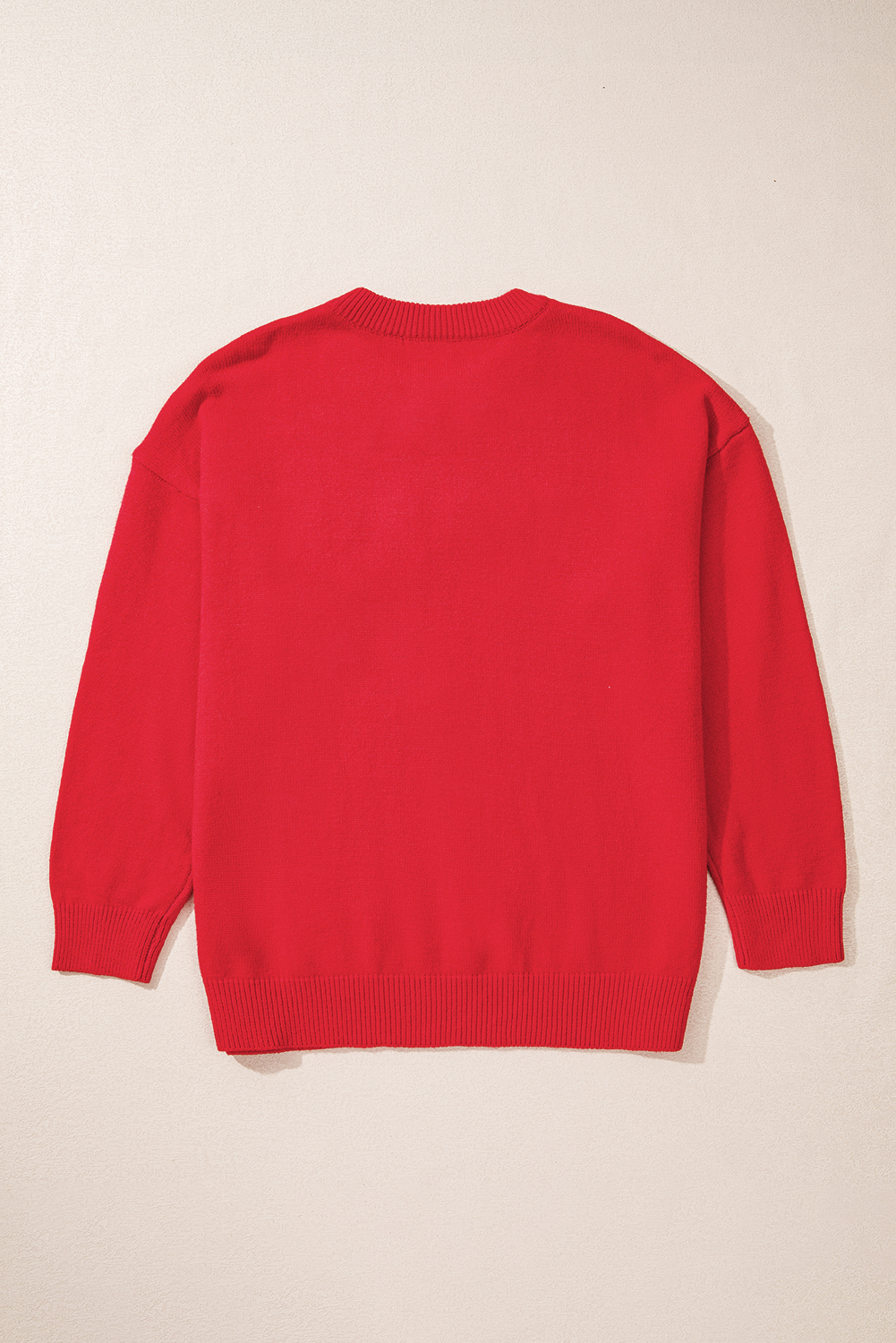 Fiery Red Tinsel Merry Letter Drop Shoulder Baggy Sweater - loveforevers