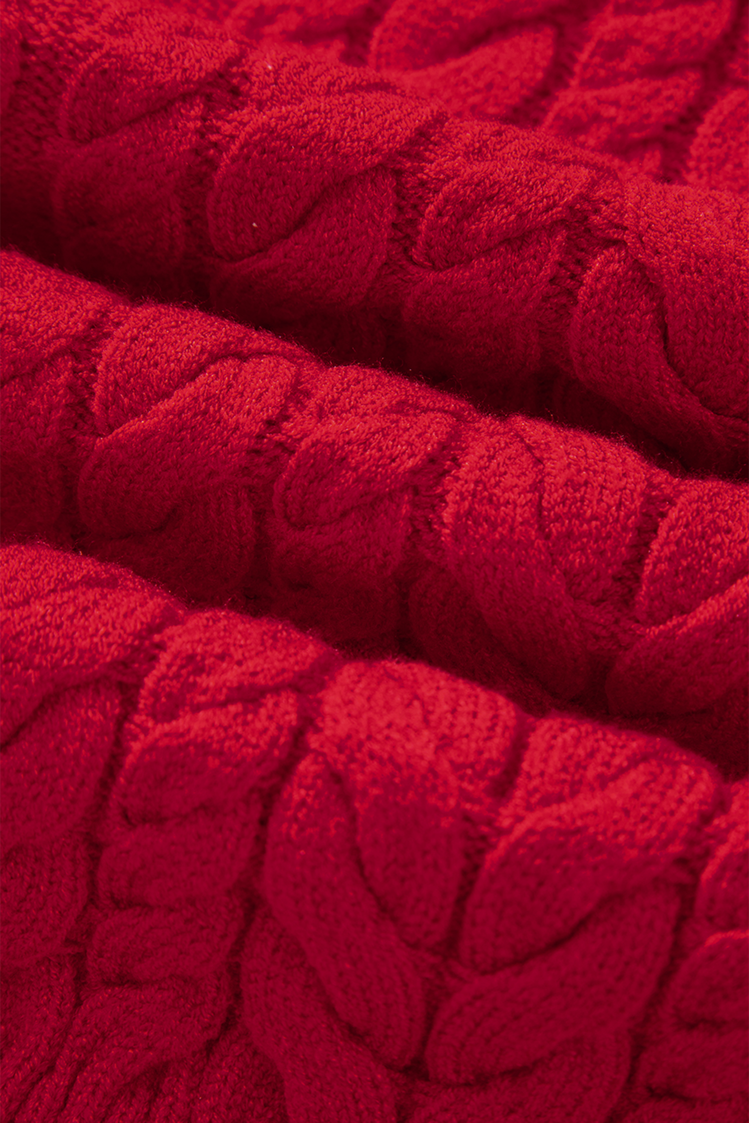 Fiery Red Cable Knit Baggy Sweater - loveforevers
