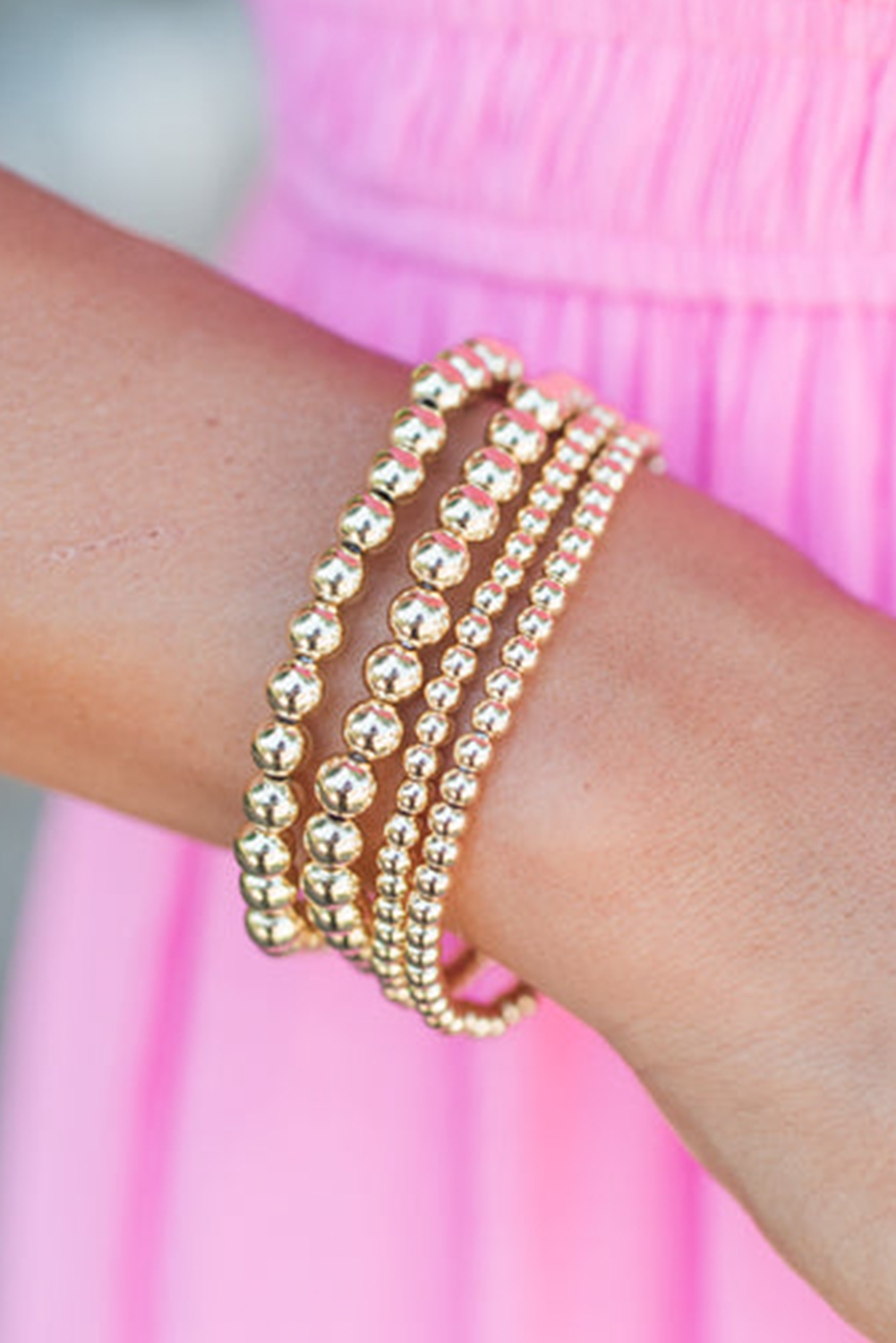 Gold 4pcs Beaded Plated Bracelet Set - loveforevers