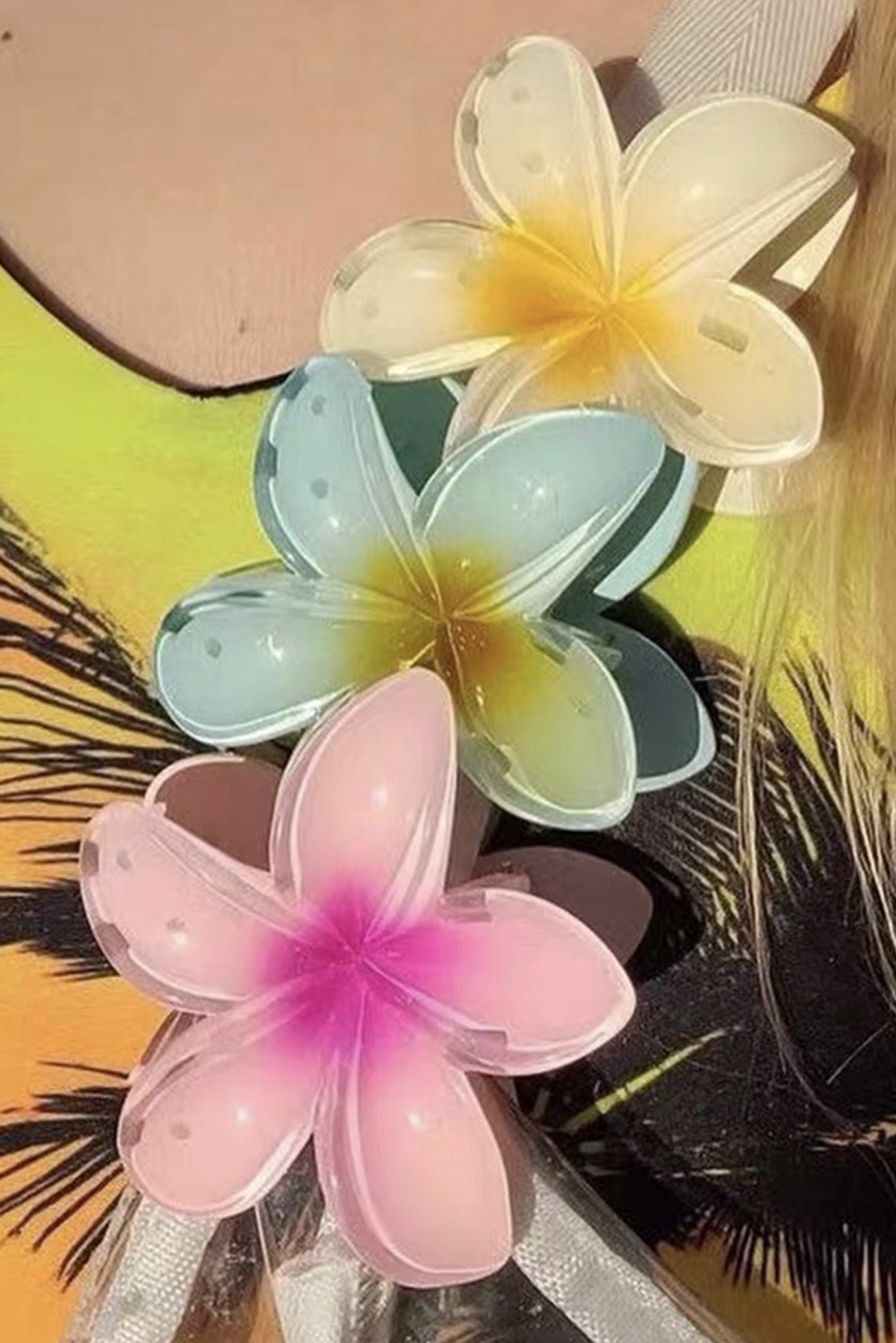 Yellow Frangipani Shape Acrylic Hair Clip - loveforevers