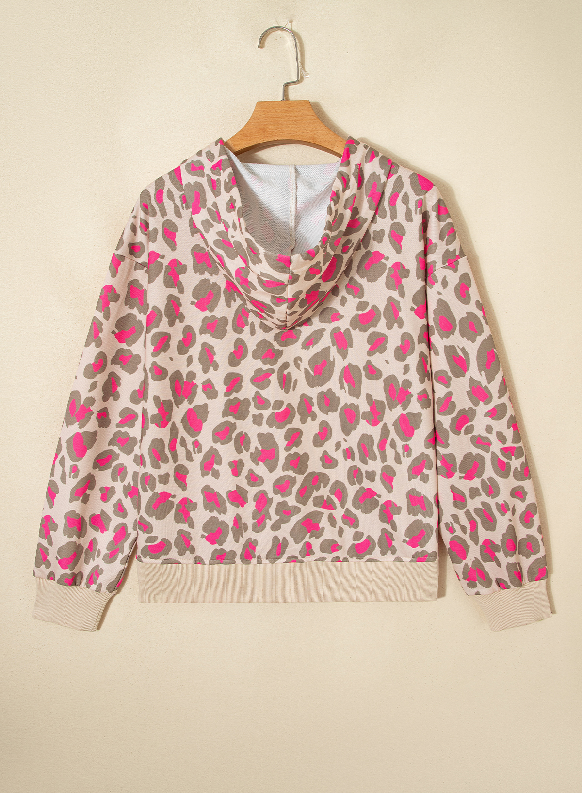 Rose Leopard Print Zip-up Hooded Sweatshirt - loveforevers