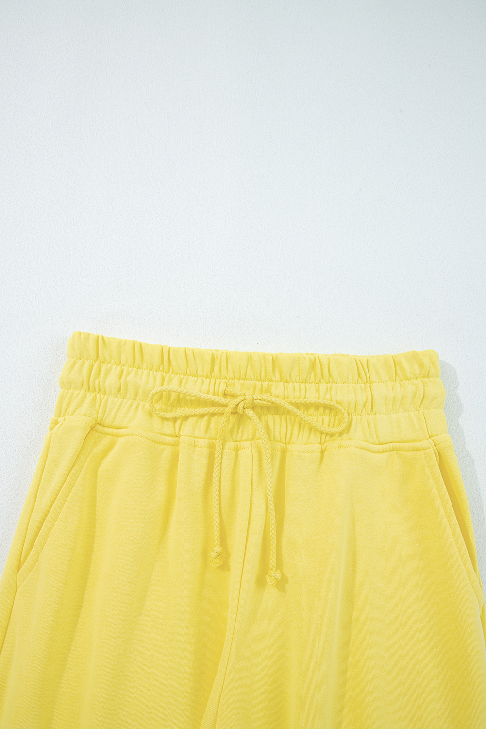 Bright Green Drop Shoulder Puff Sleeve Crop Pullover Drawstring Wide Leg Pants Set - loveforevers