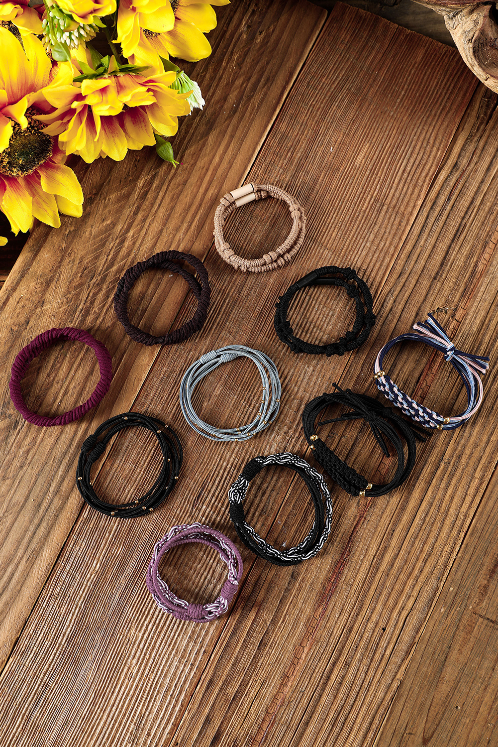 Pink Multicolour 20pcs Boho Knotted Hair Ties - loveforevers