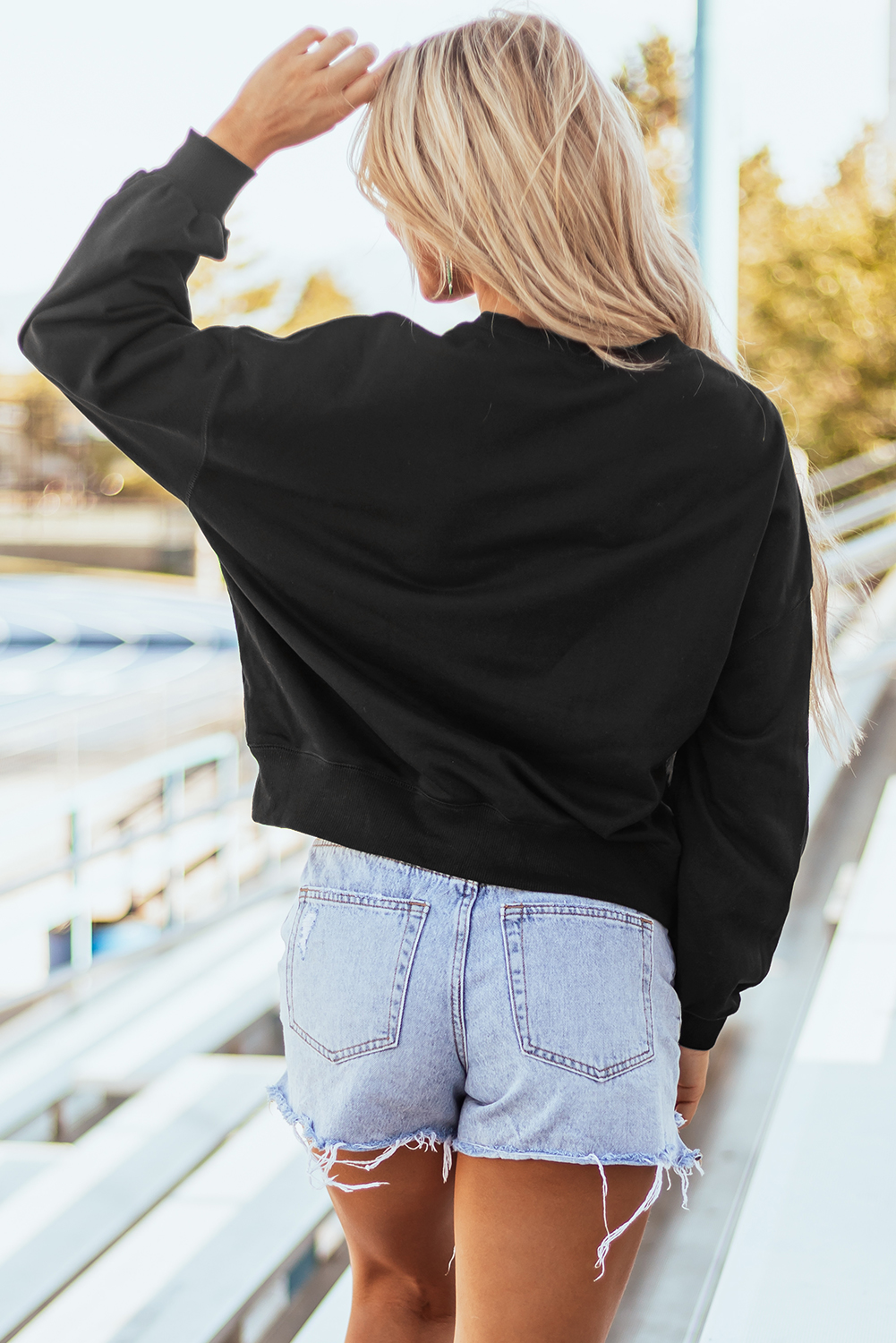 Black GAME DAY Graphic Varsity Pullover Sweatshirt - loveforevers