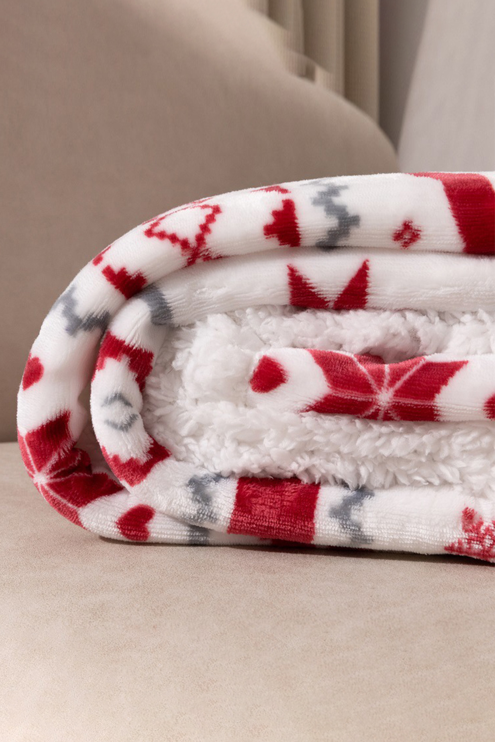 White Christmas Reindeer Snowflake Printed Sherpa Blanket - loveforevers