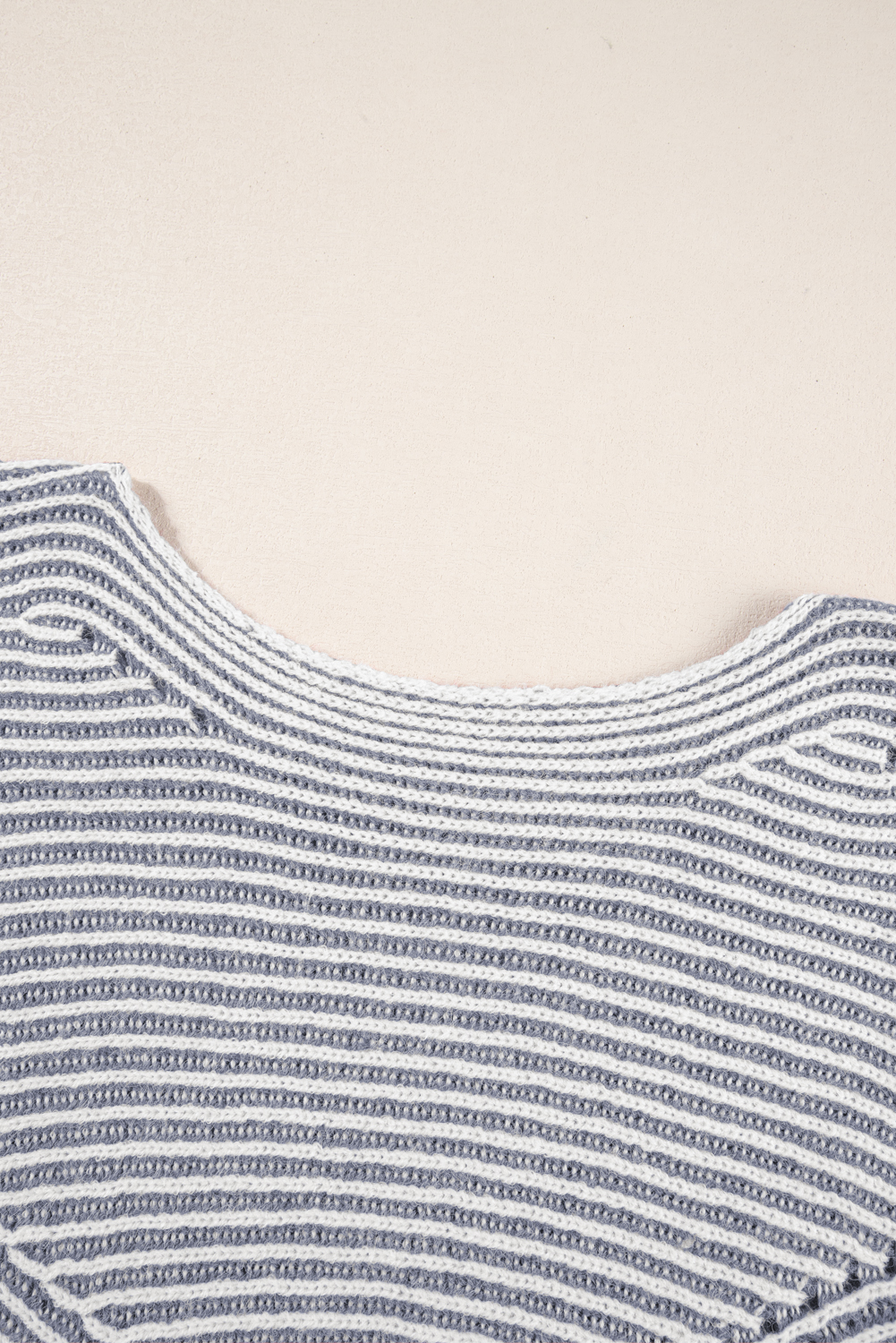 Coffee Striped Print Ribbed Knit Boat Neck Baggy Sweater - loveforevers