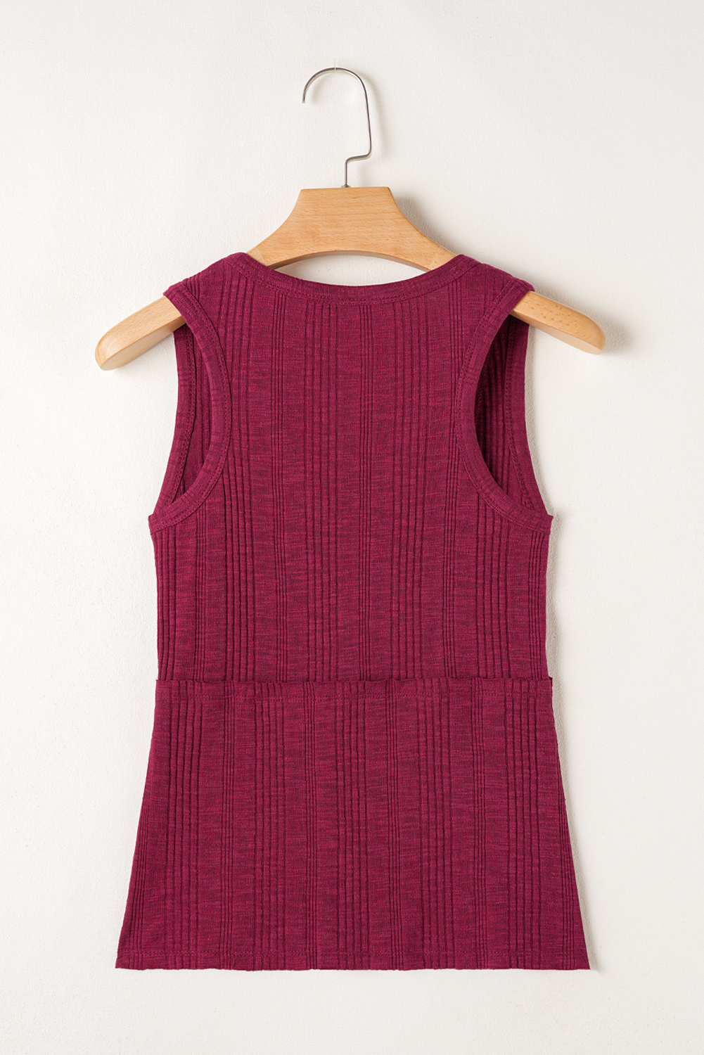 Red Dahlia Ribbed Textured Exposed Stitching Knit Tank Top - loveforevers