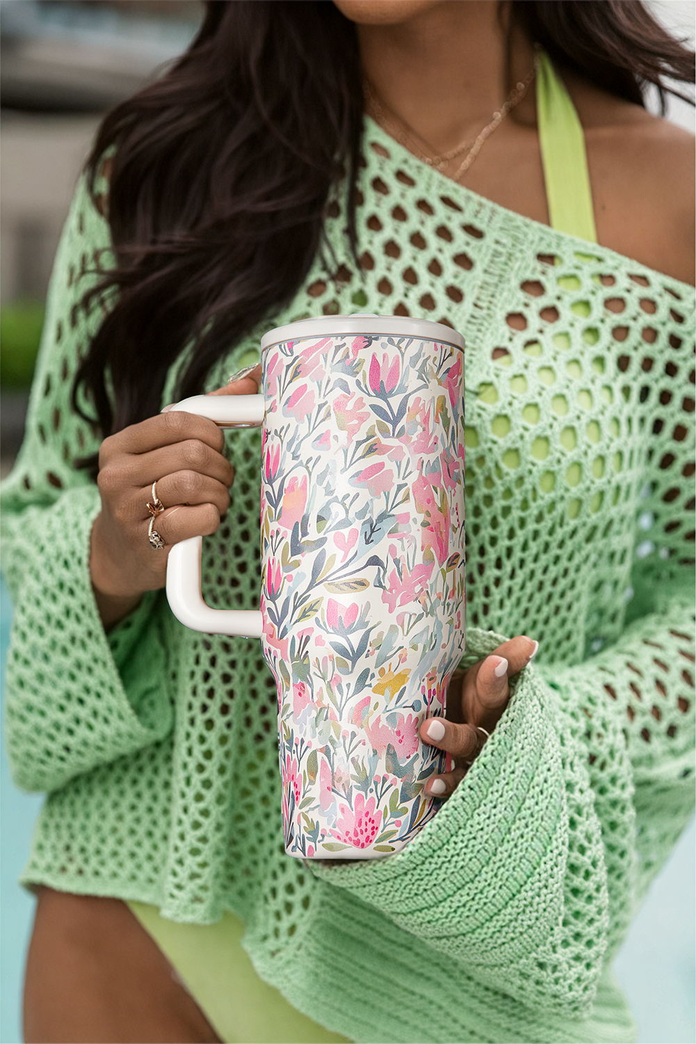 White He Is Risen Flower Print Stainless Steel Tumbler 40oz - loveforevers