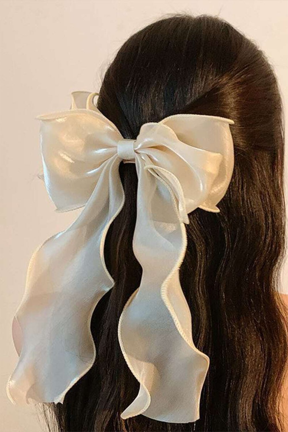 White Sweet Bow Knot Long Tails Large Hair Clip - loveforevers