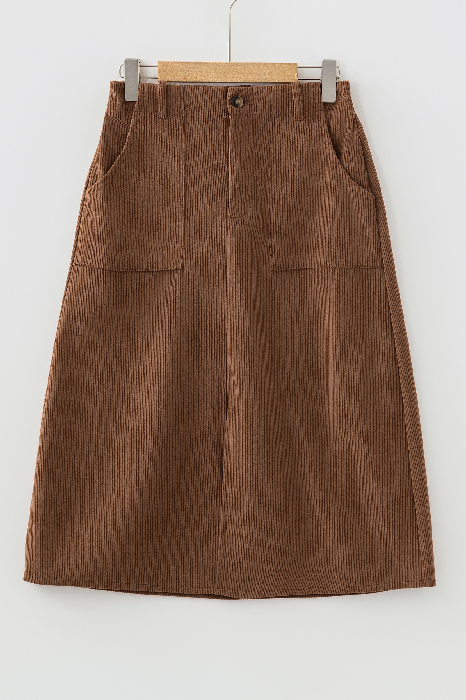 Coffee Front Slit Shift High Waist Midi Skirt - loveforevers