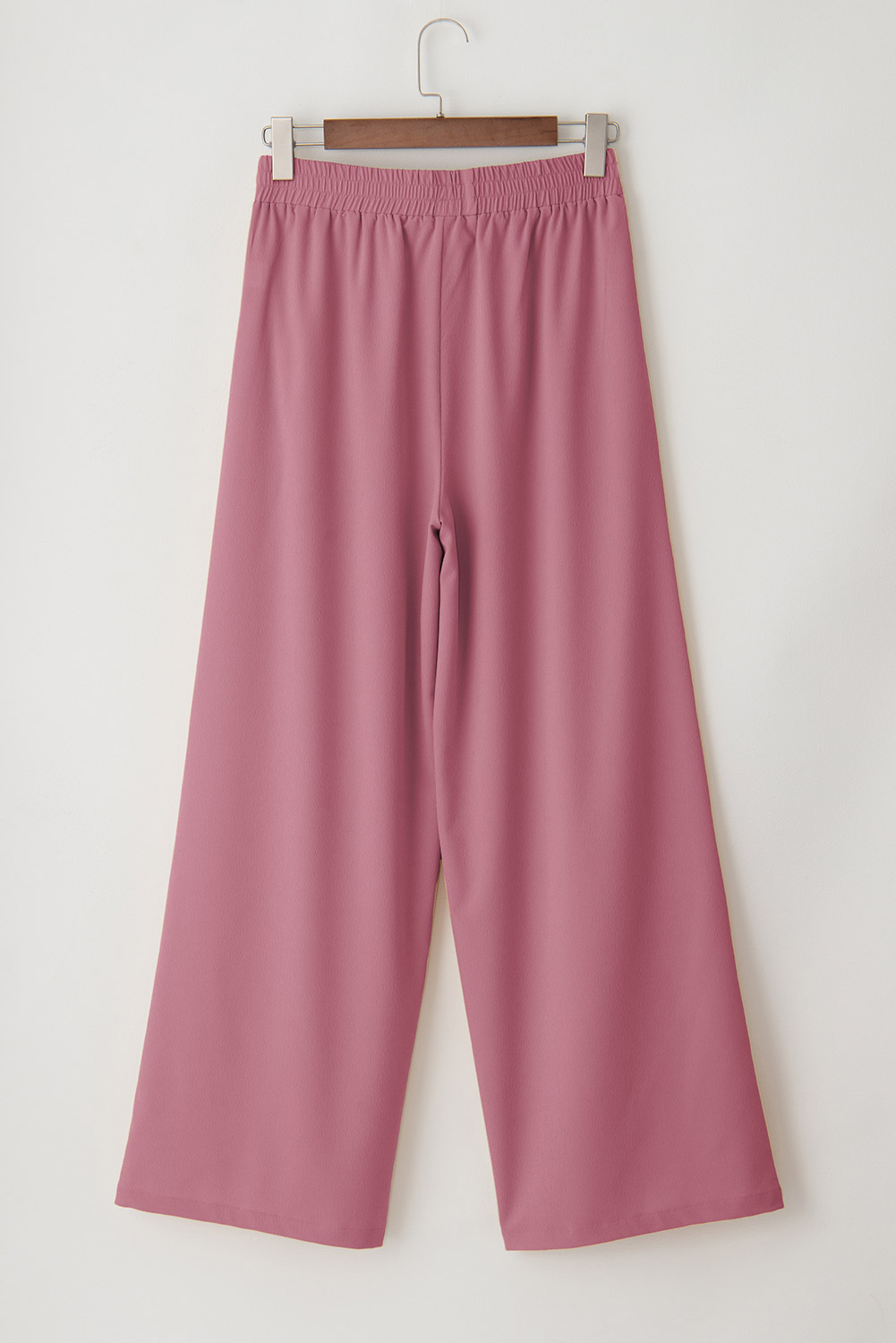 Rose Tan High Waisted Tie Front Side Pocket Wide Leg Flowy Casual Pants - loveforevers