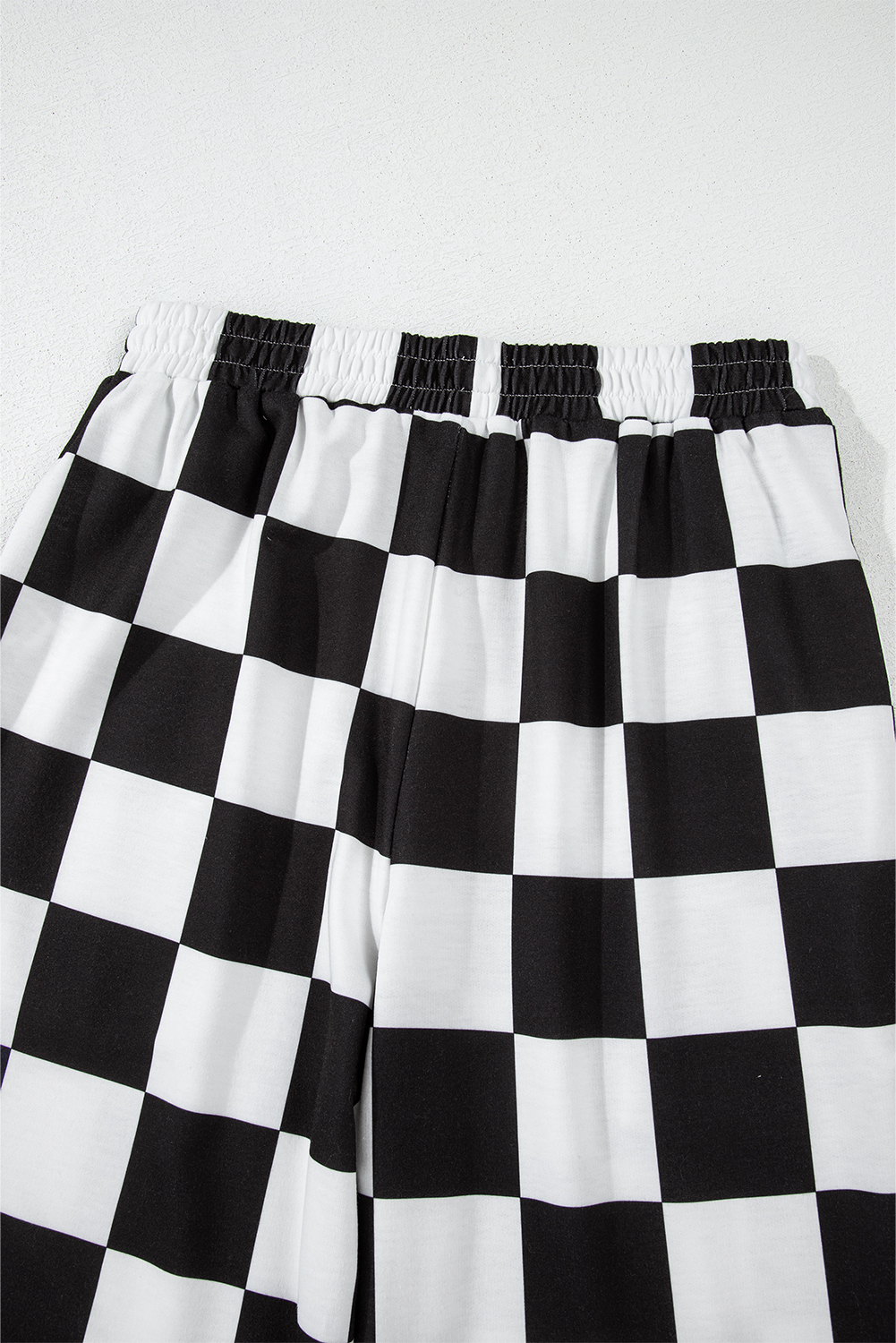 Black 2-Tone Checked Print High Waist Wide Leg Pants - loveforevers