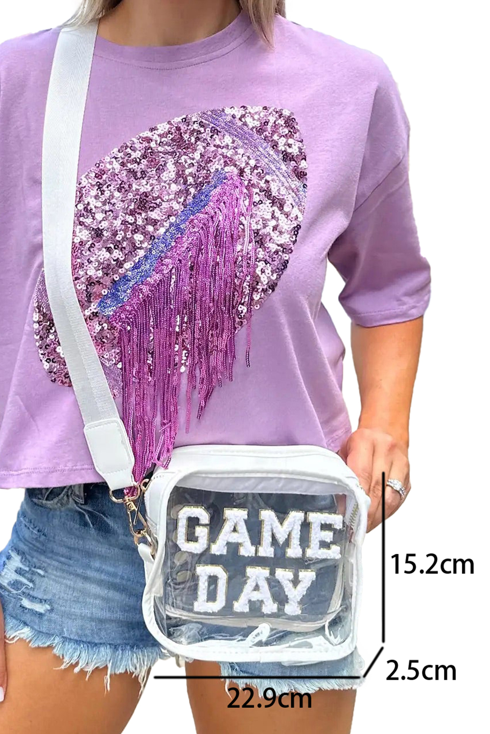Black GAME DAY Rugby Football Clear Shoulder Bag - loveforevers