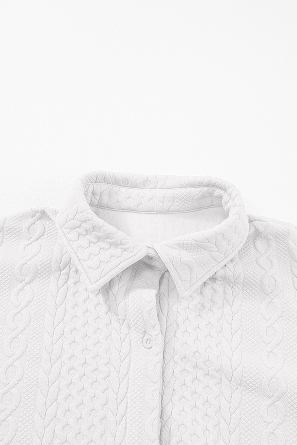 Sepia Rose Cable Texture Puff Sleeve Loose Shacket - loveforevers