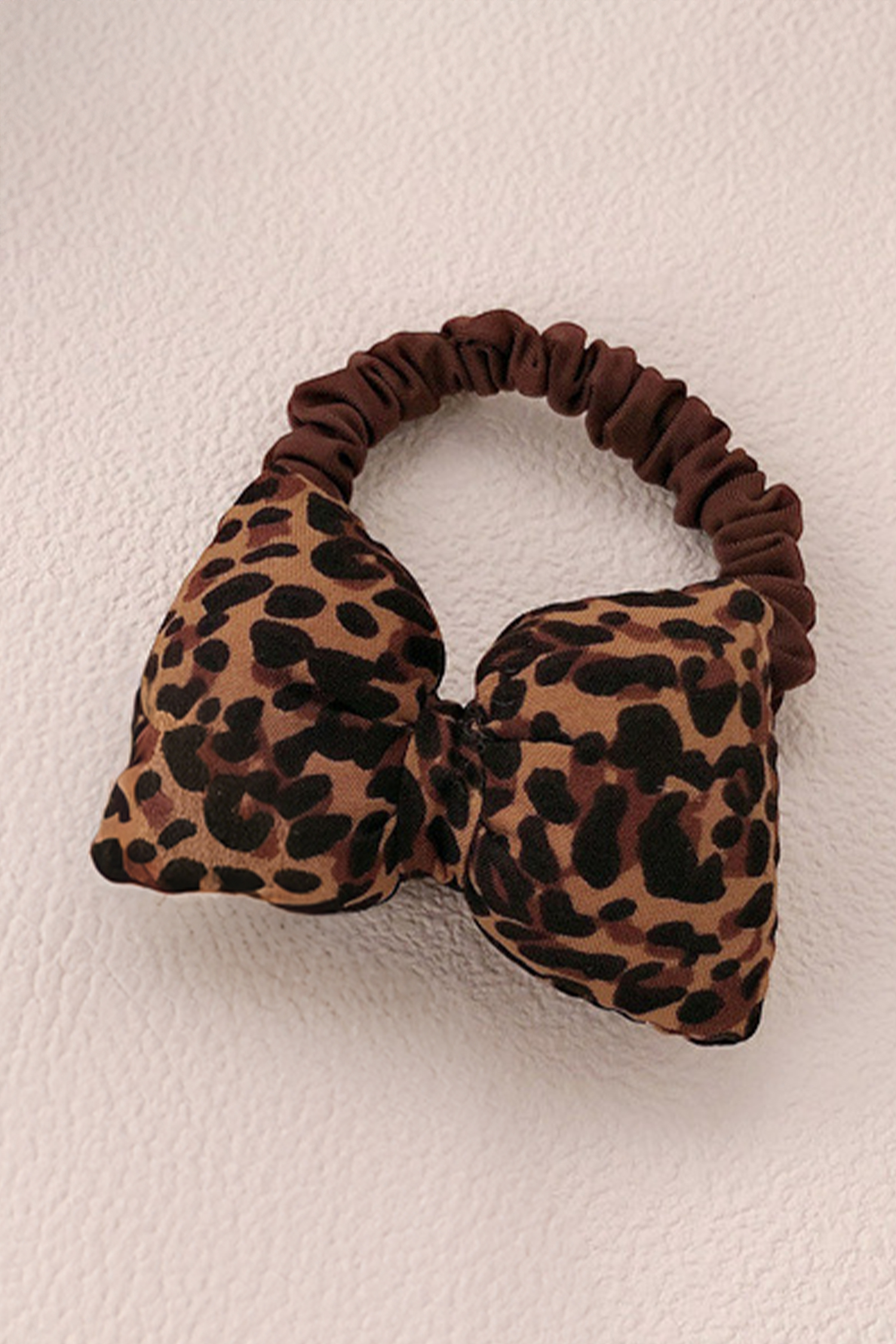 Chestnut Leopard Printed Puffy Bow Hair Tie - loveforevers