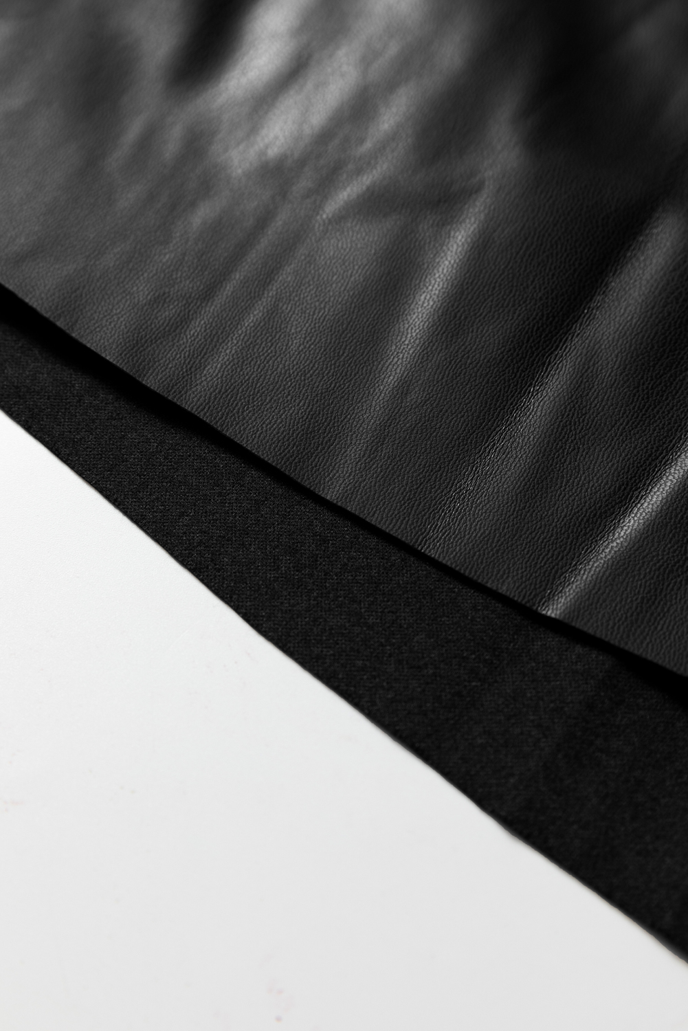 Black Faux Leather Retro Buckle Detail Pleated Stitch Flared Midi Skirt - loveforevers