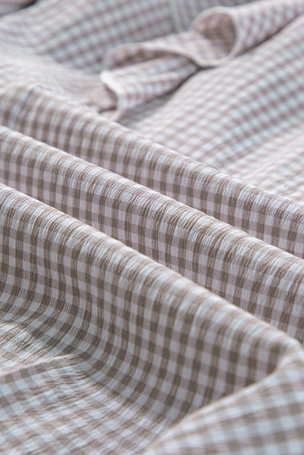 Brown Plaid Flounce Sleeve Notched Neck Ruffled Shirt - loveforevers