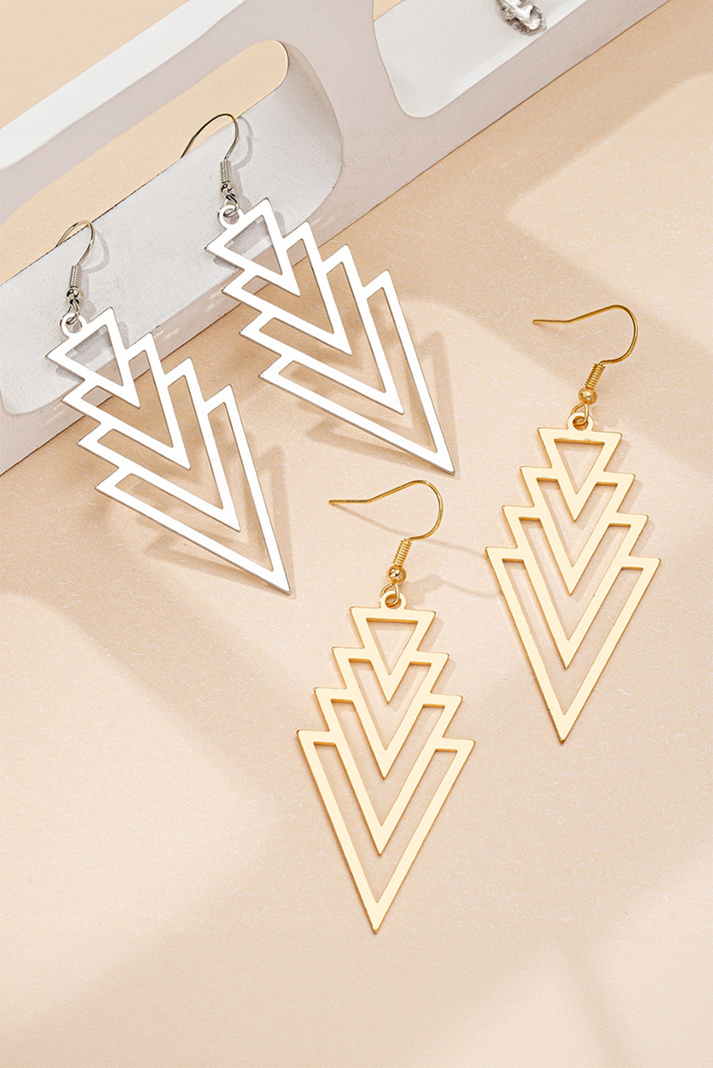 Gold Plated Alloy Geometric Dangle Earrings - loveforevers