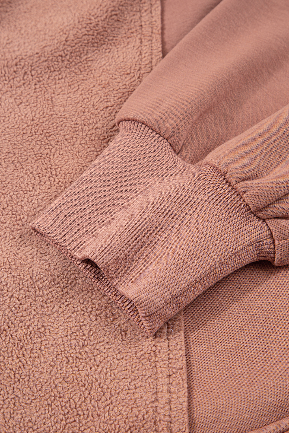 Camel Exposed Seam Side Pockets Half Zipper Baggy Sweatshirt - loveforevers
