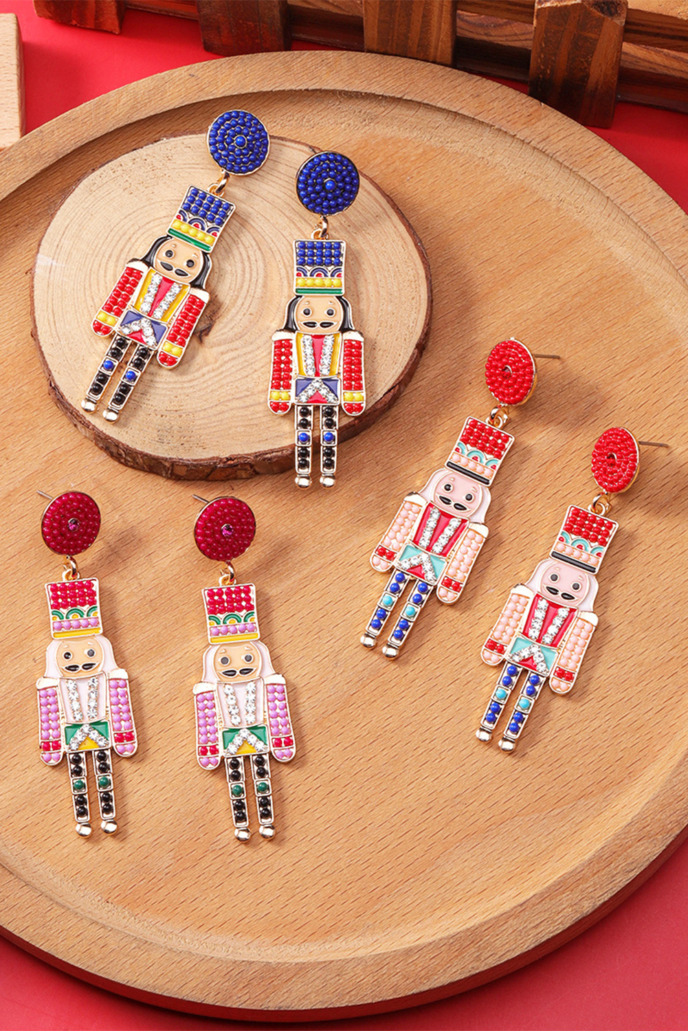 Racing Red Beaded Christmas Nutcracker Earrings - loveforevers