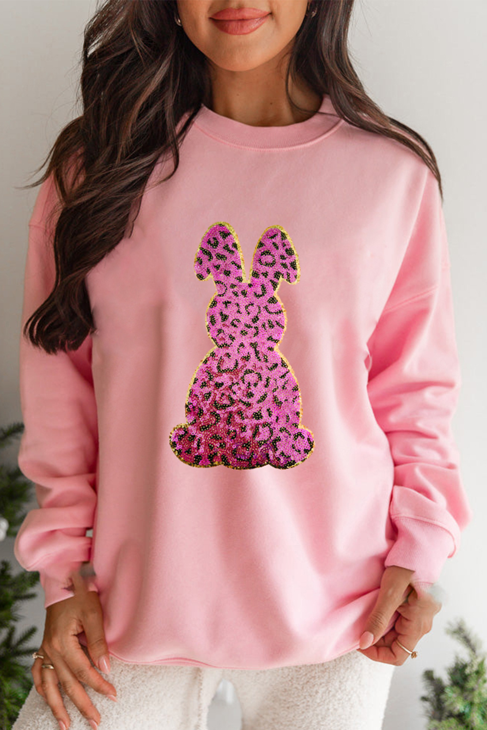 Pink Cheetah Easter Rabbit Graphic Sweatshirt - loveforevers