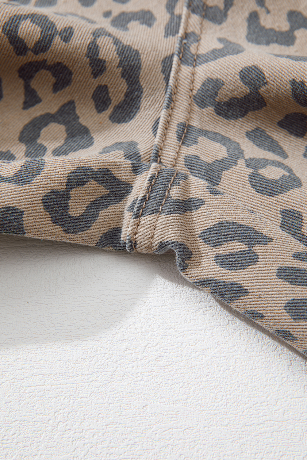 Khaki Leopard Printed Drawstring Elastic Waistband Pocketed Wide Leg Jeans - loveforevers