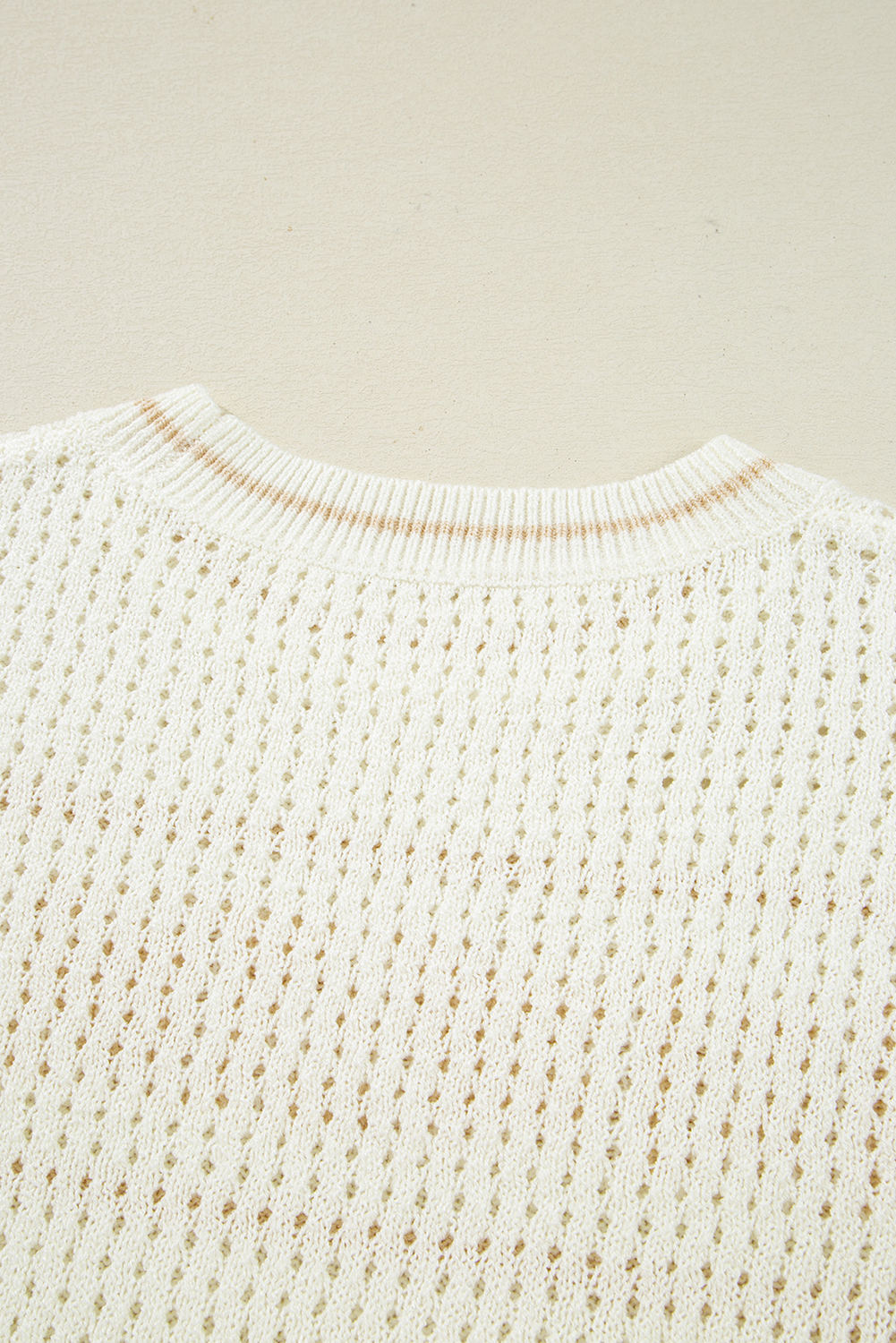 White BEACH Hollow Out Knitted Lightweight Dolman Sweater - loveforevers