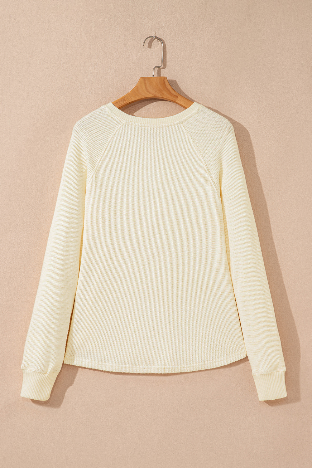 Oatmeal Textured Knit Half Buttons Henley Top - loveforevers