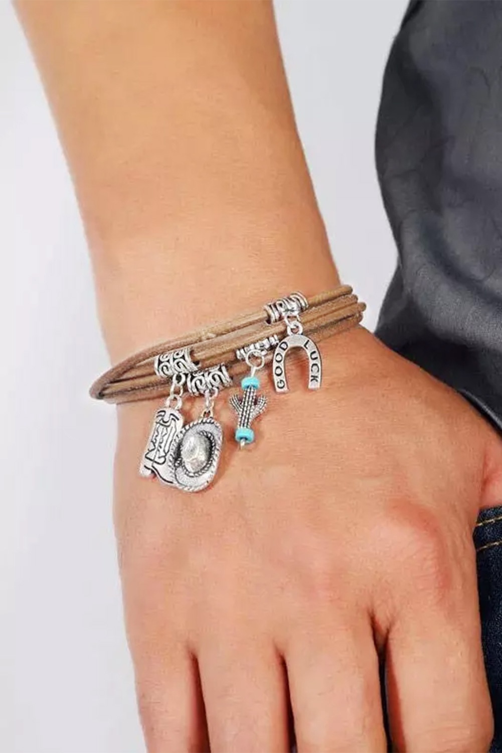 Silver Good Luck Cactus Multi-Layered Bracelet - loveforevers
