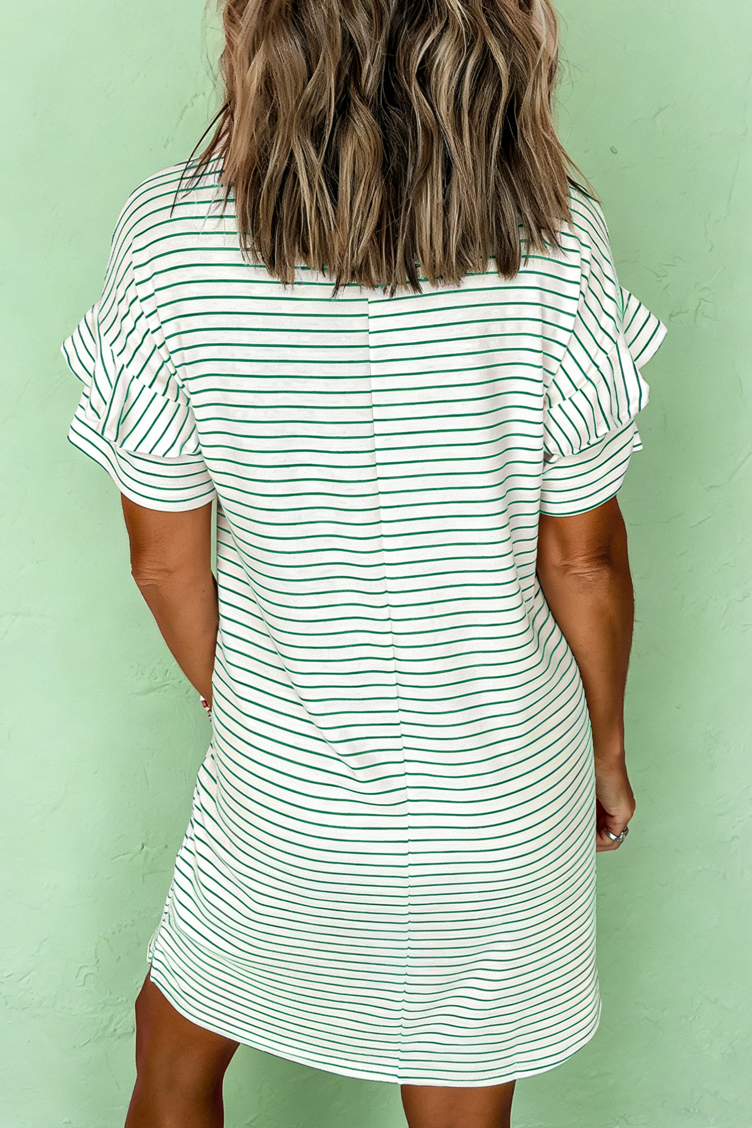 Green Stripe St Patricks Day Sequin Elements Patched Tee Dress - loveforevers