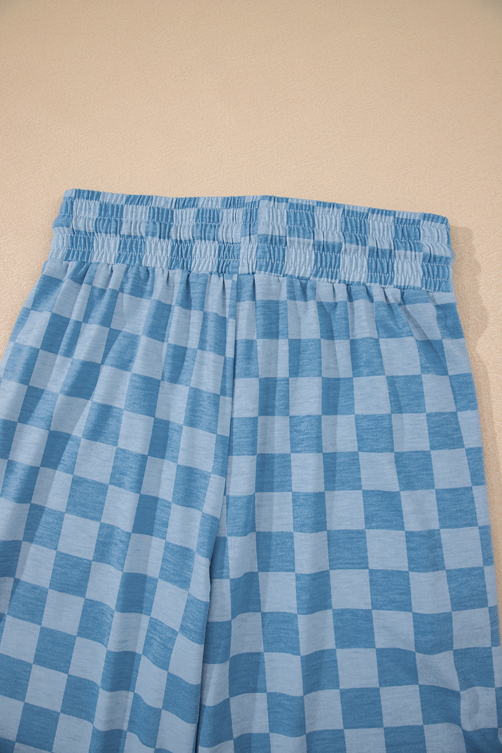 Khaki Checkered Elastic High Waist Loose Casual Pants - loveforevers
