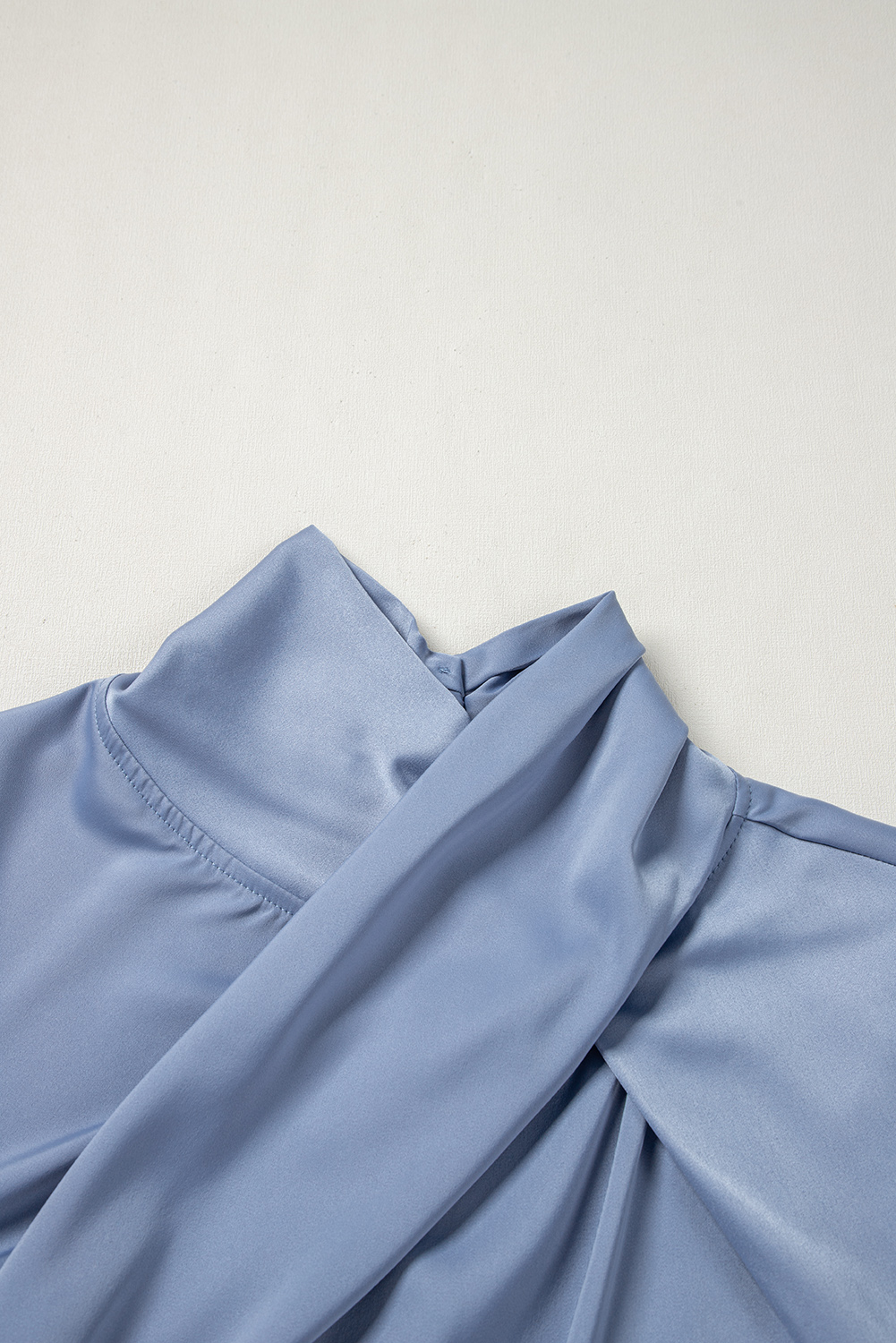 Ivy Asymmetric Pleated Turtleneck Bell Sleeve Blouse - loveforevers
