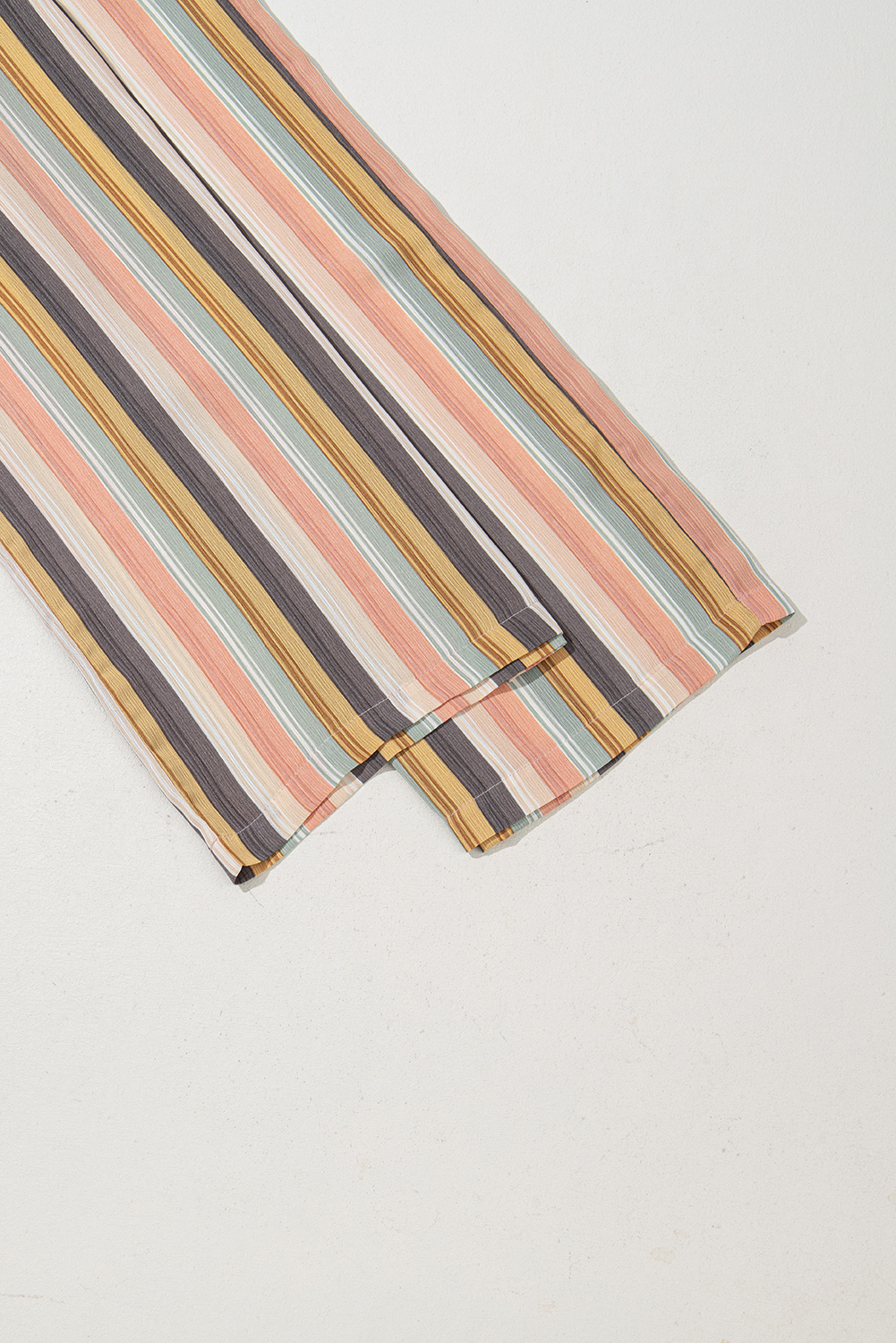 Multicolour Vertical Striped Smocked Cami Top Wide Leg Pants Set - loveforevers