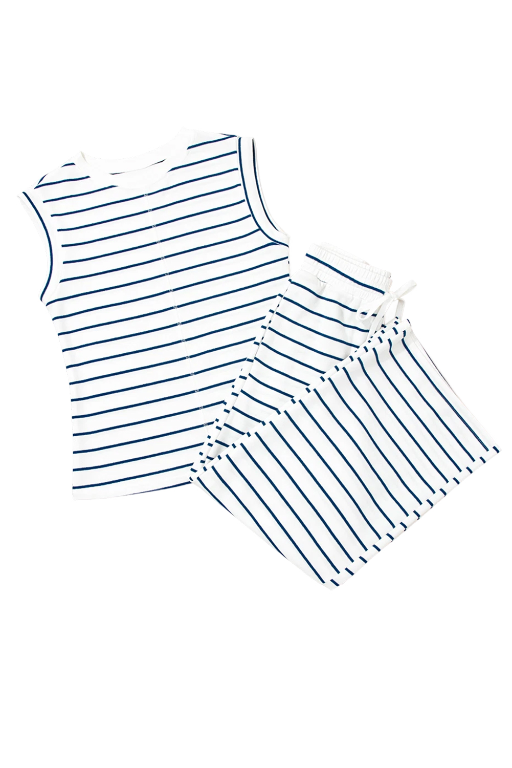 Sail Blue Casual Wide Leg 2pcs Pants Set - loveforevers