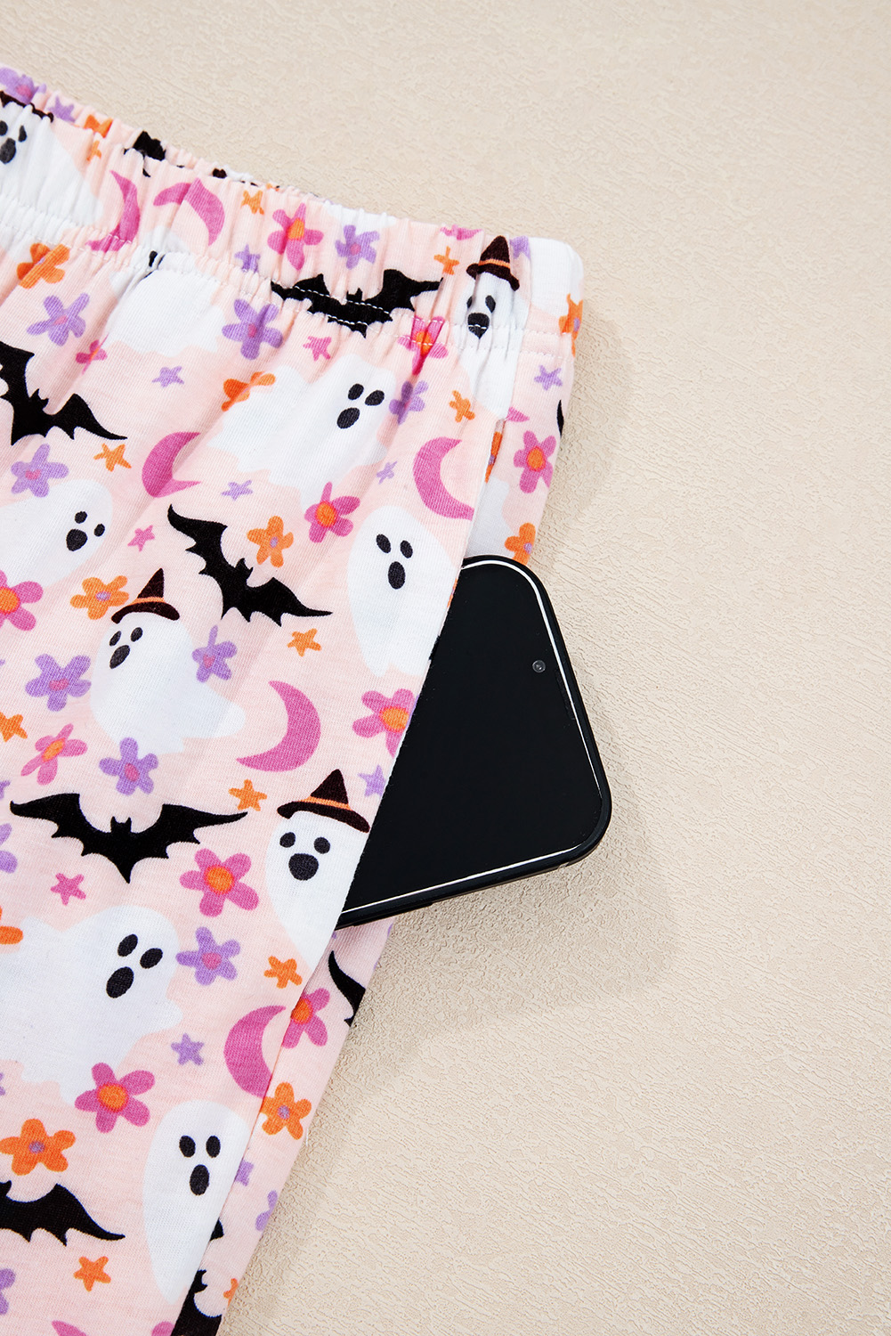 Pink Halloween Eve Haunted Honey Bat Print Pajama Set - loveforevers