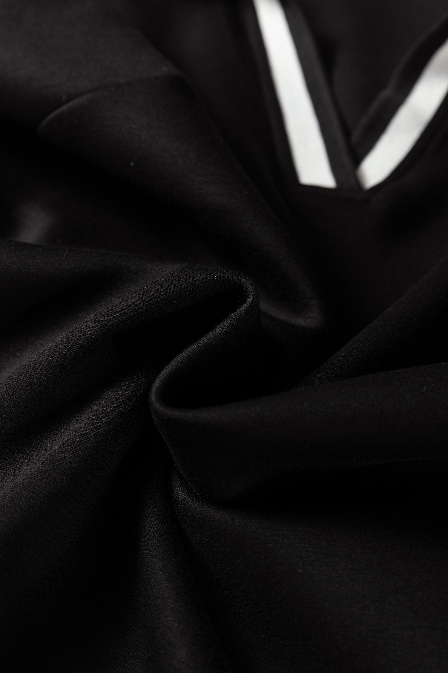 Black Striped Trim V Neck Collared Long Sleeve Shift Mini Dress - loveforevers