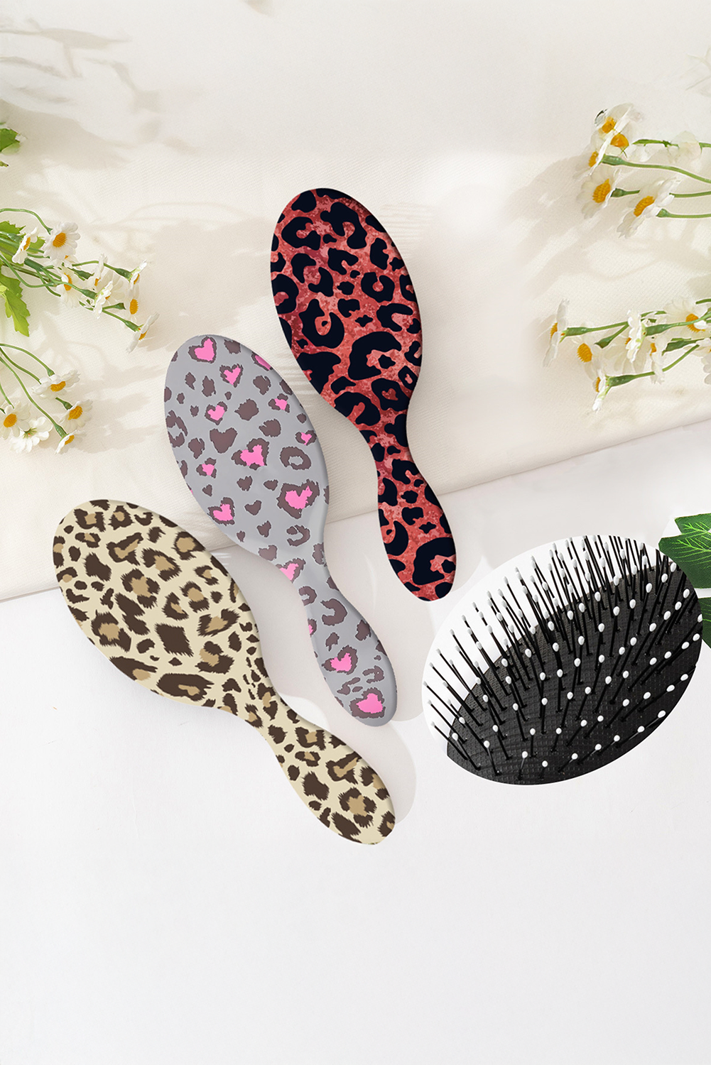 White Sweet Leopard Pattern Hair Care Comb - loveforevers