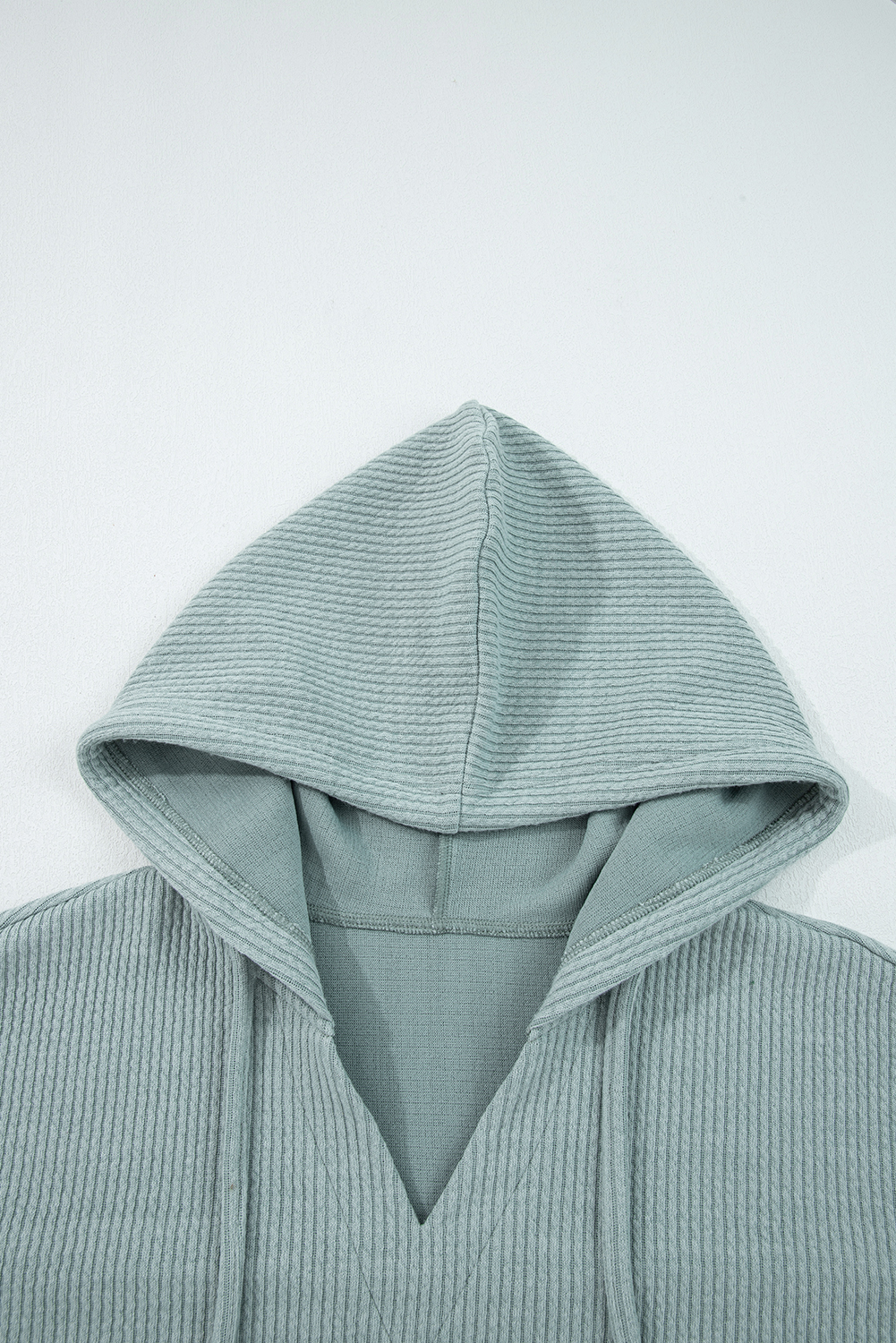 Clearly Aqua Ribbed Drop Shoulder Knit Hoodie - loveforevers