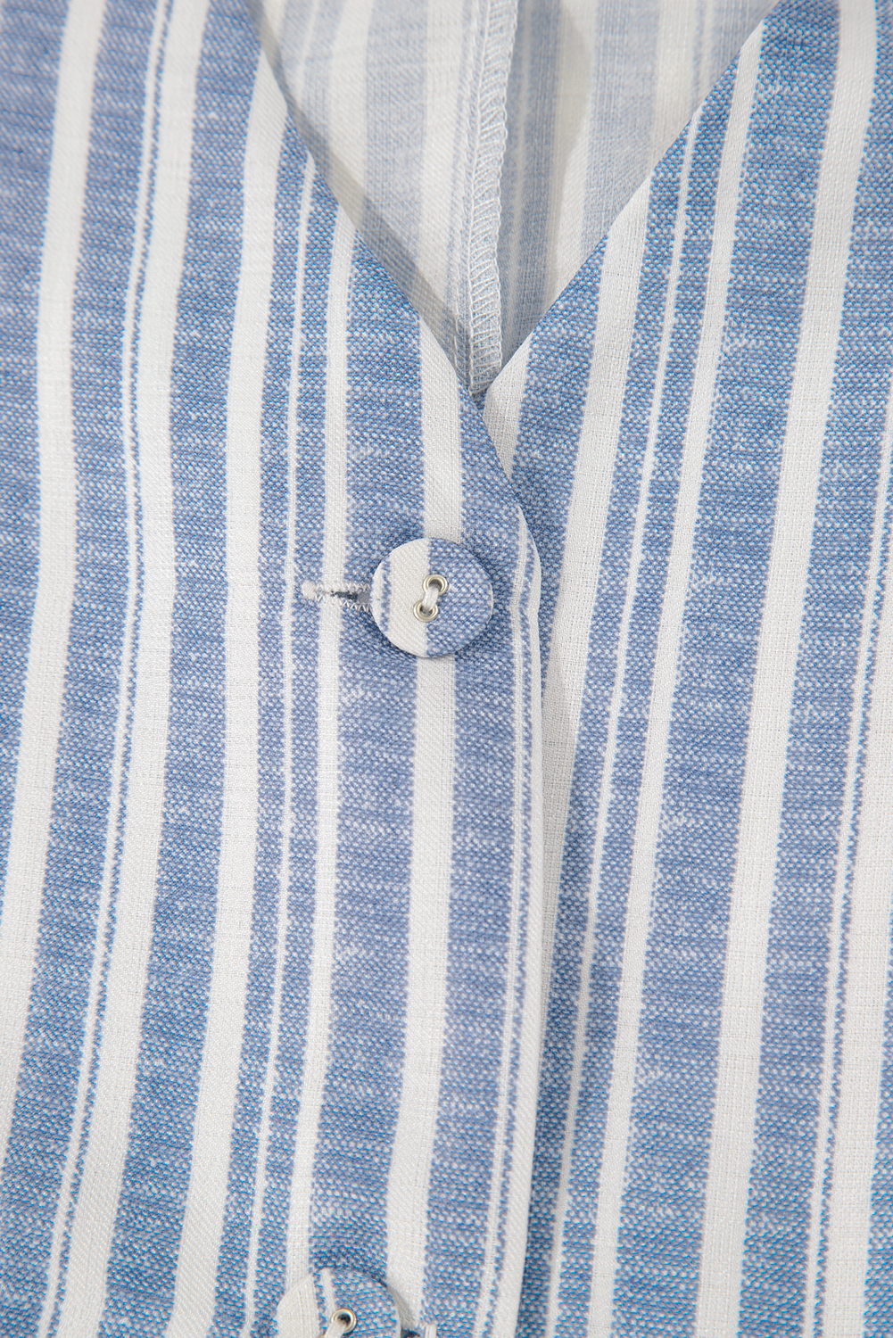 Sky Blue Stripe Buttoned Office Waistcoat Mini Skirt Set - loveforevers
