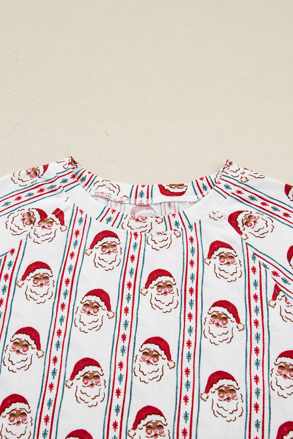White Father Christmas Striped Print Contrast Drawstring Lounge Pant Set - loveforevers
