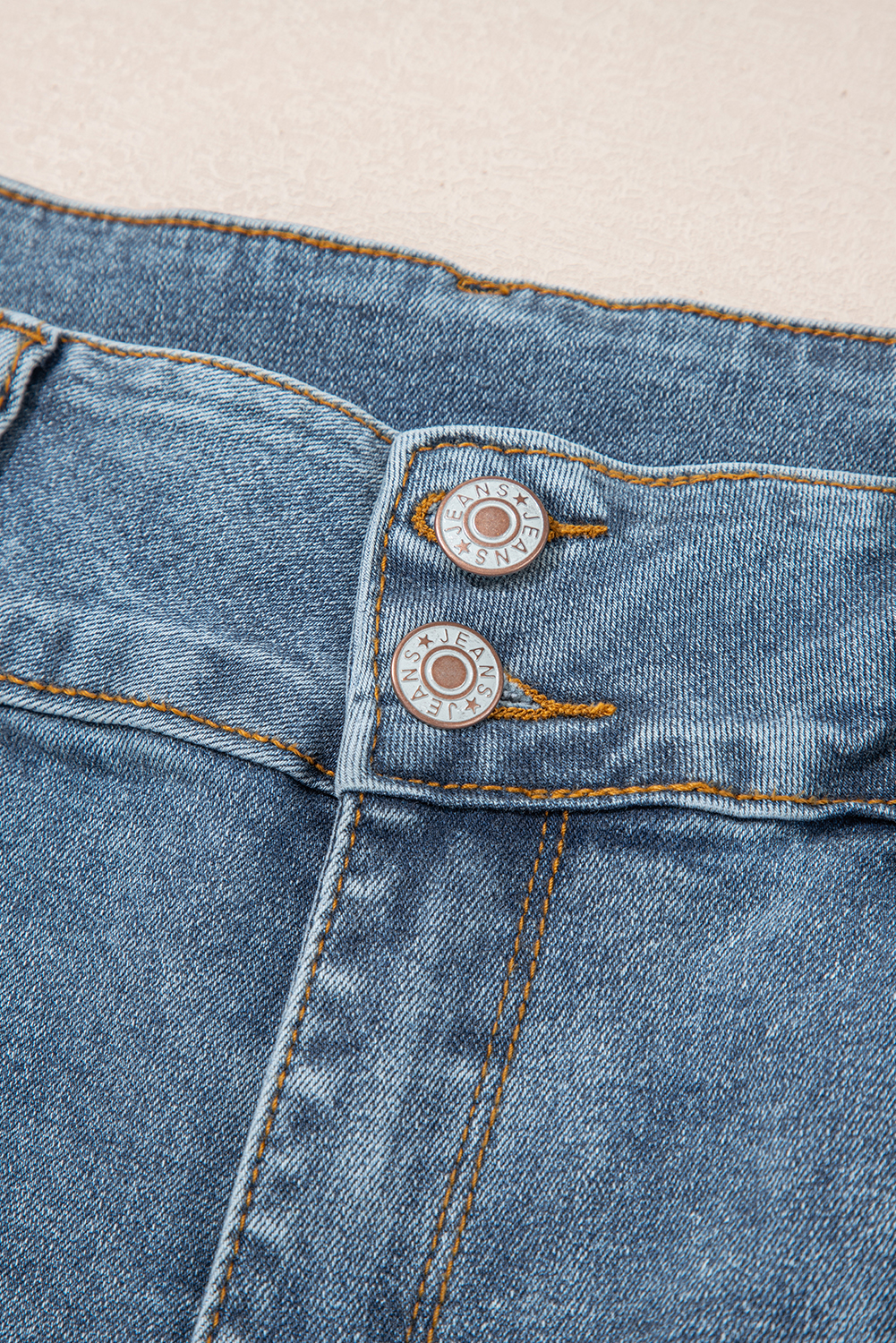 Dusk Blue 2 Button High Waist Piping Trim Bootcut Jeans - loveforevers