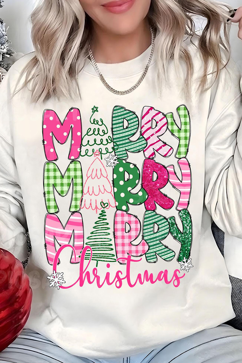 Beige MERRY Christmas Printed Drop Shoulder Pullover Sweatshirt - loveforevers