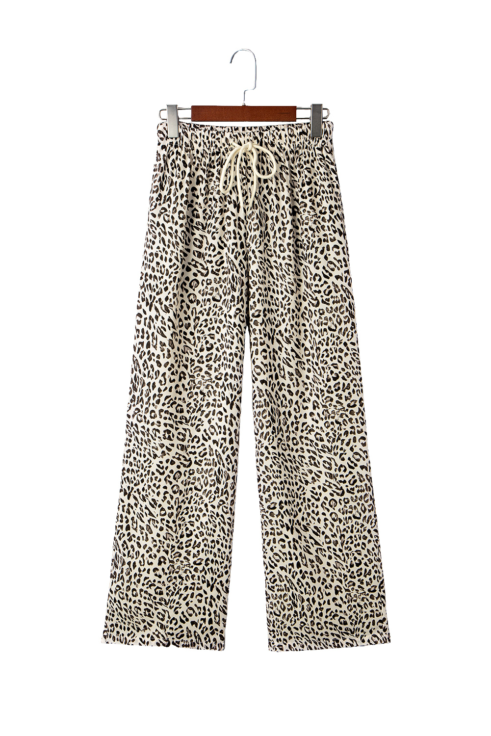 Brown Leopard Drawstring Elastic Waistband Loose Pants - loveforevers