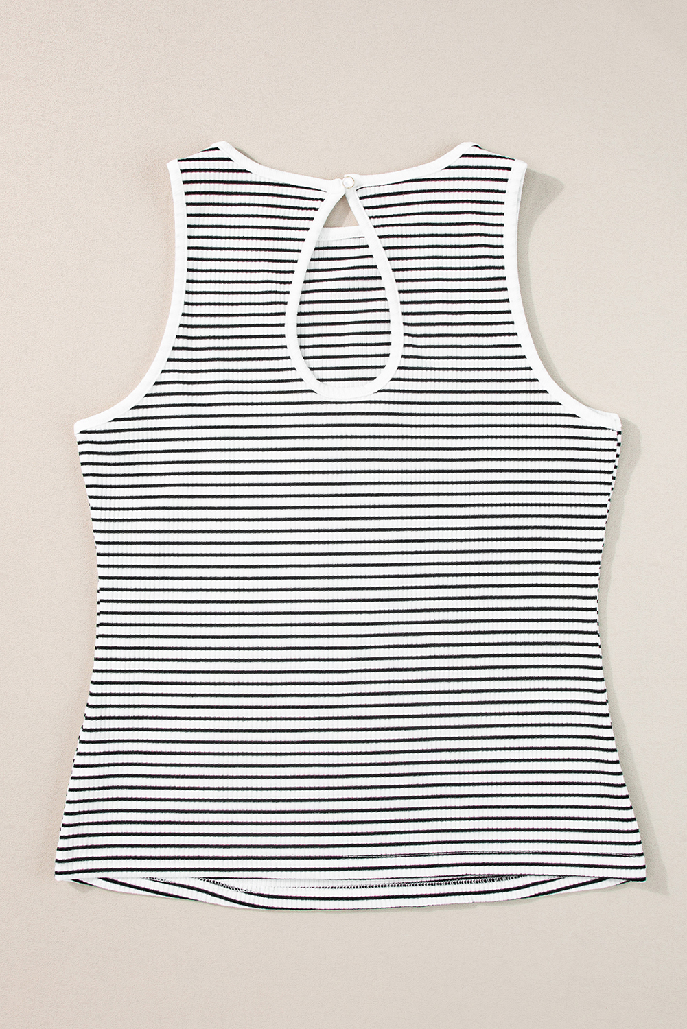 Black Striped Print Ribbed Knit Sleeveless Top - loveforevers