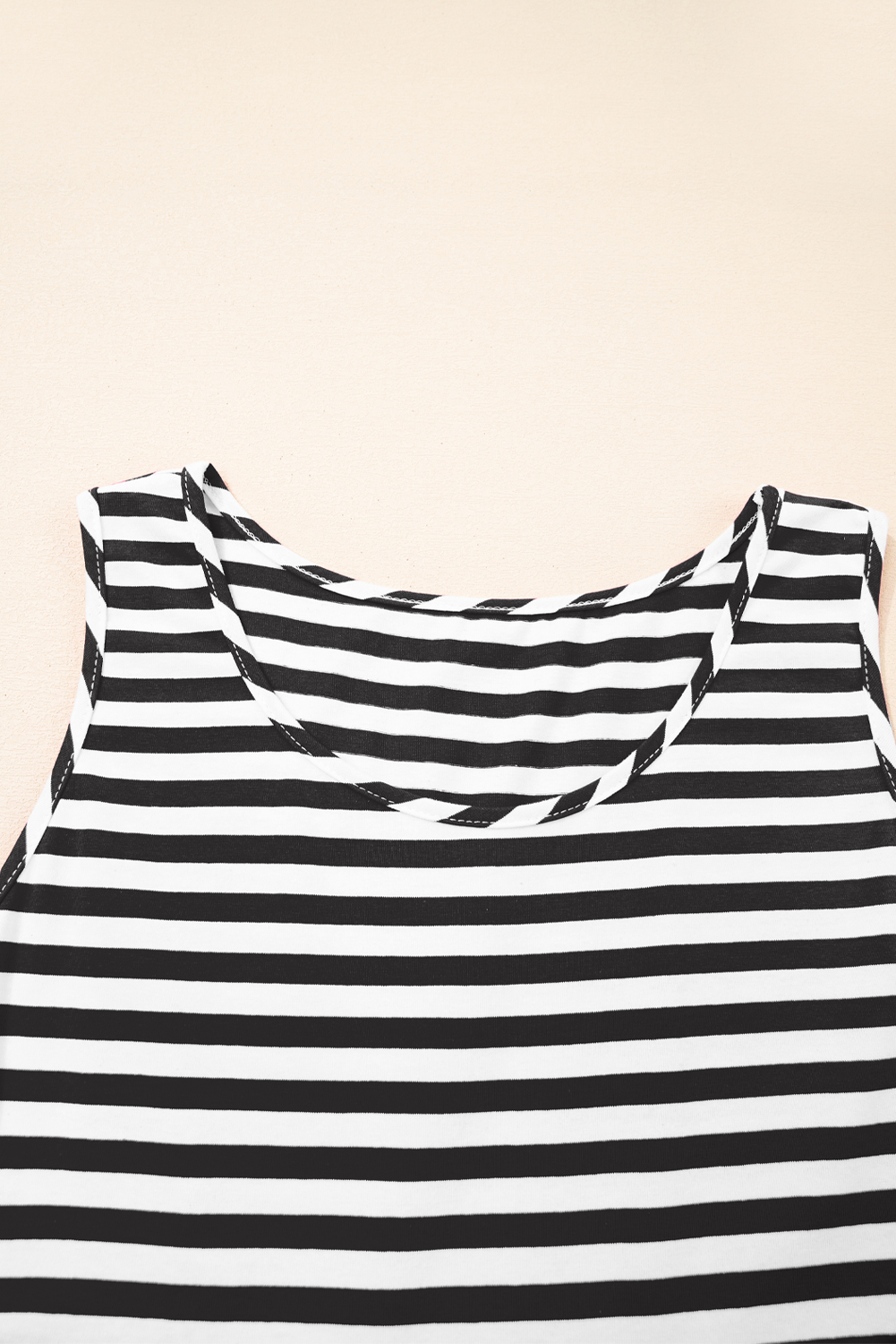 Black Stripe U Neck Sleeveless Loose Fit Mini Dress - loveforevers