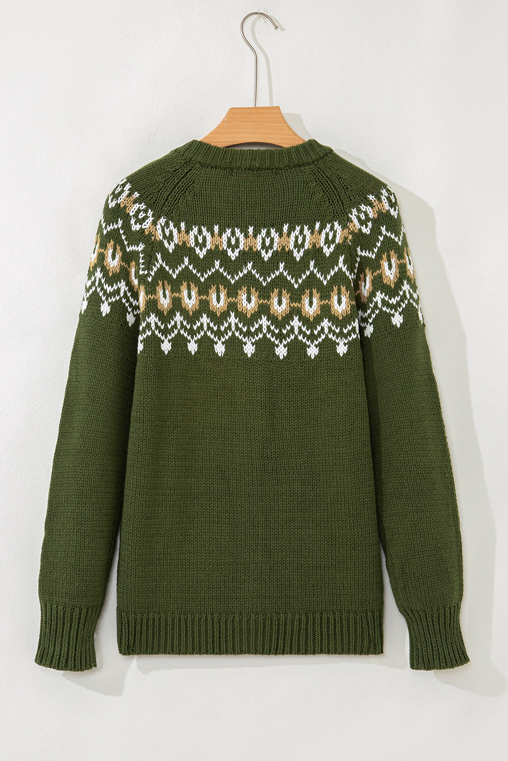Moss Green Western Fashion Abstract Printed Cardigan Sweater - loveforevers