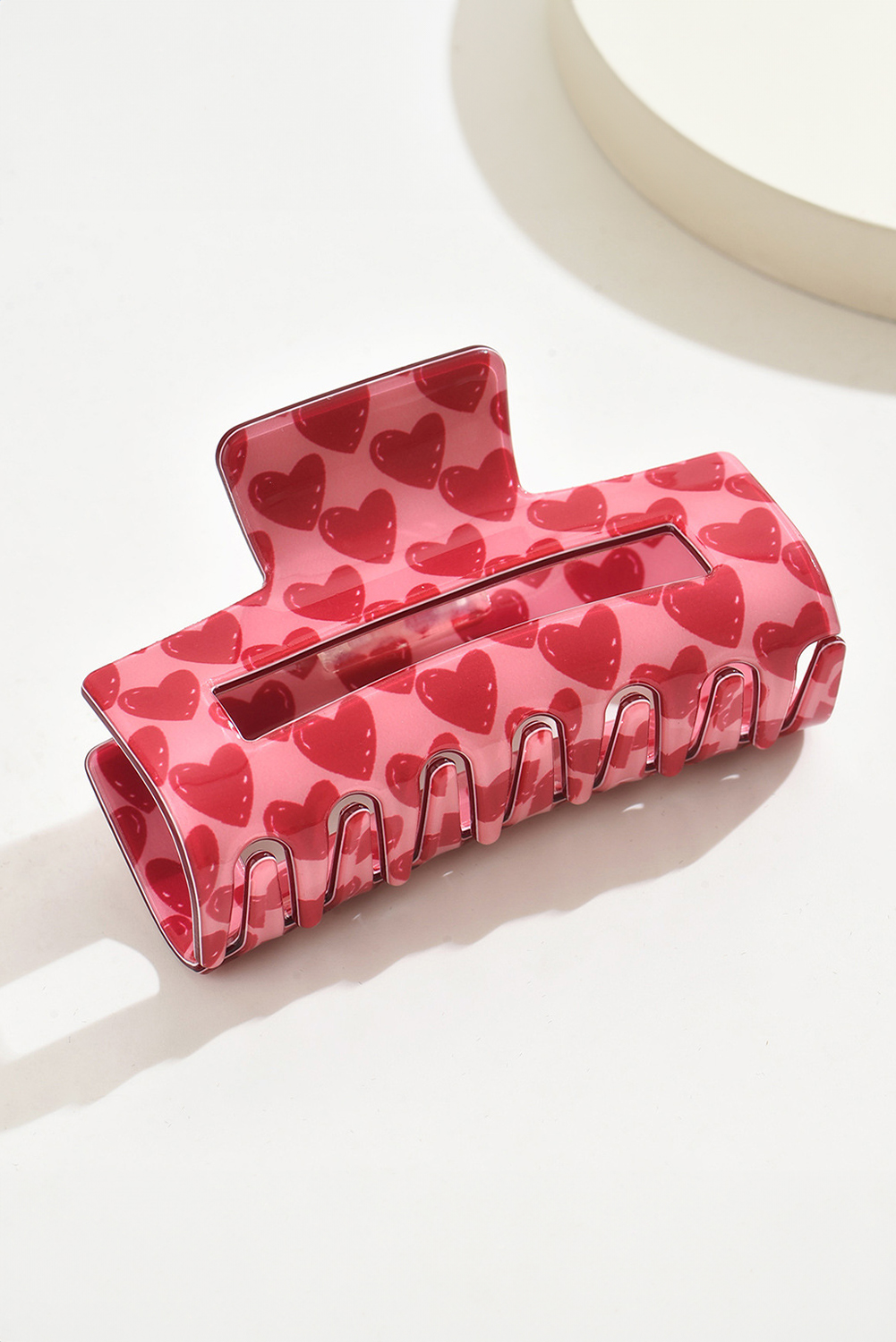 Fiery Red Heart Print Hollow Out Square Hair Claw Clip - loveforevers